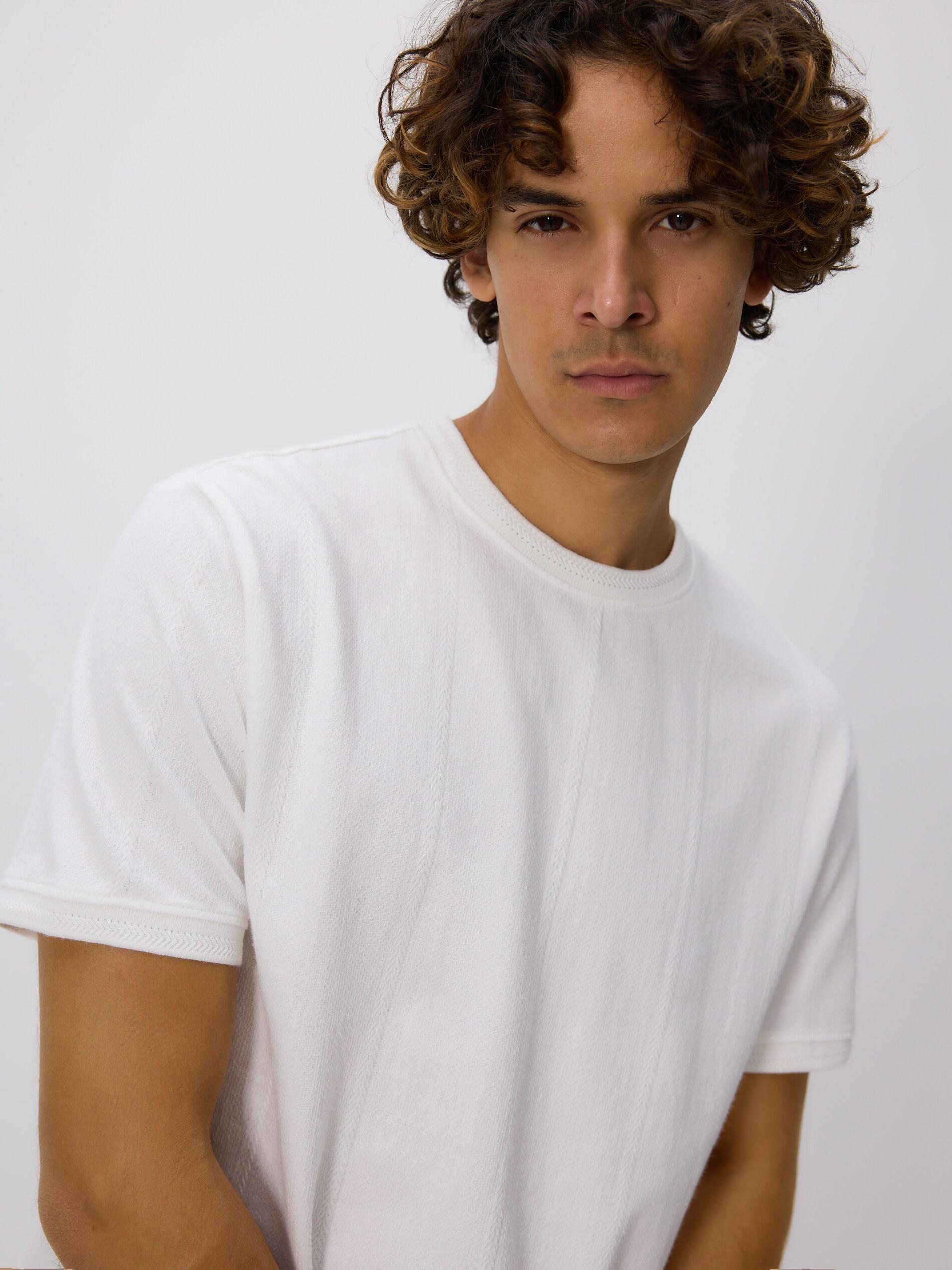 CREAM Comfort fit structural fabric T-shirt, Ivory, medium
