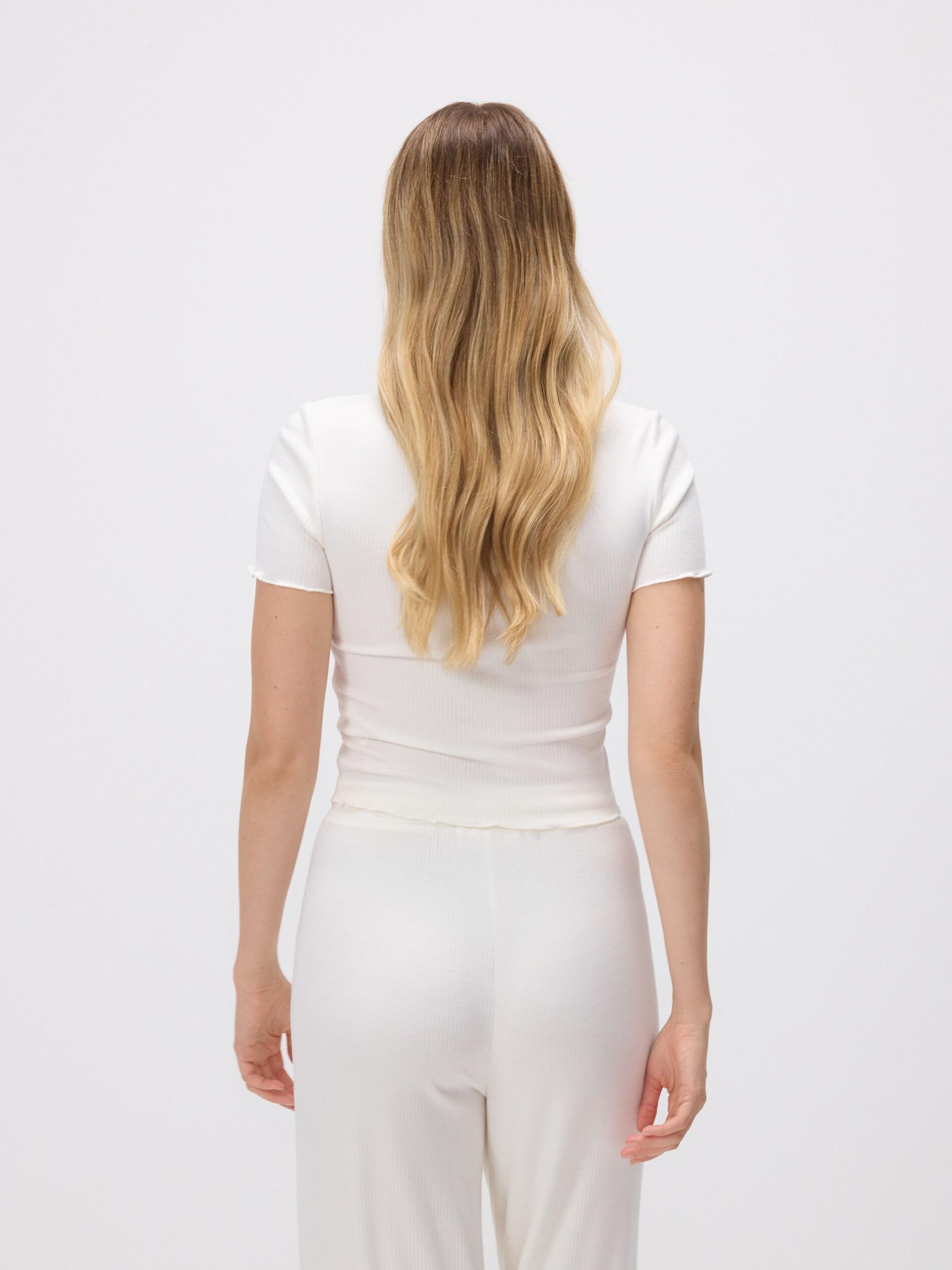 CREAM Rib knit T-shirt, Ivory, large image number 1