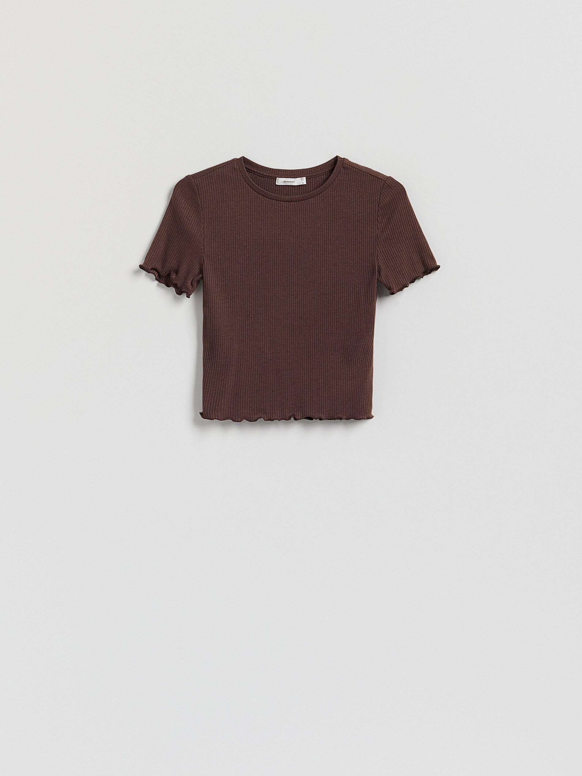 DARK BROWN Rib knit T-shirt, Brown, large image number 4