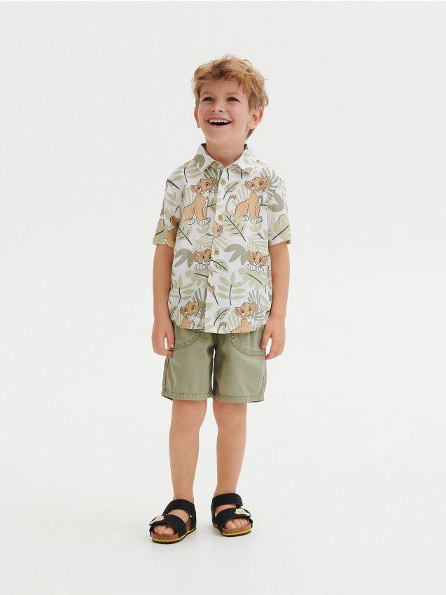 Green Linen Shorts, Kids Boys, , large image number 0