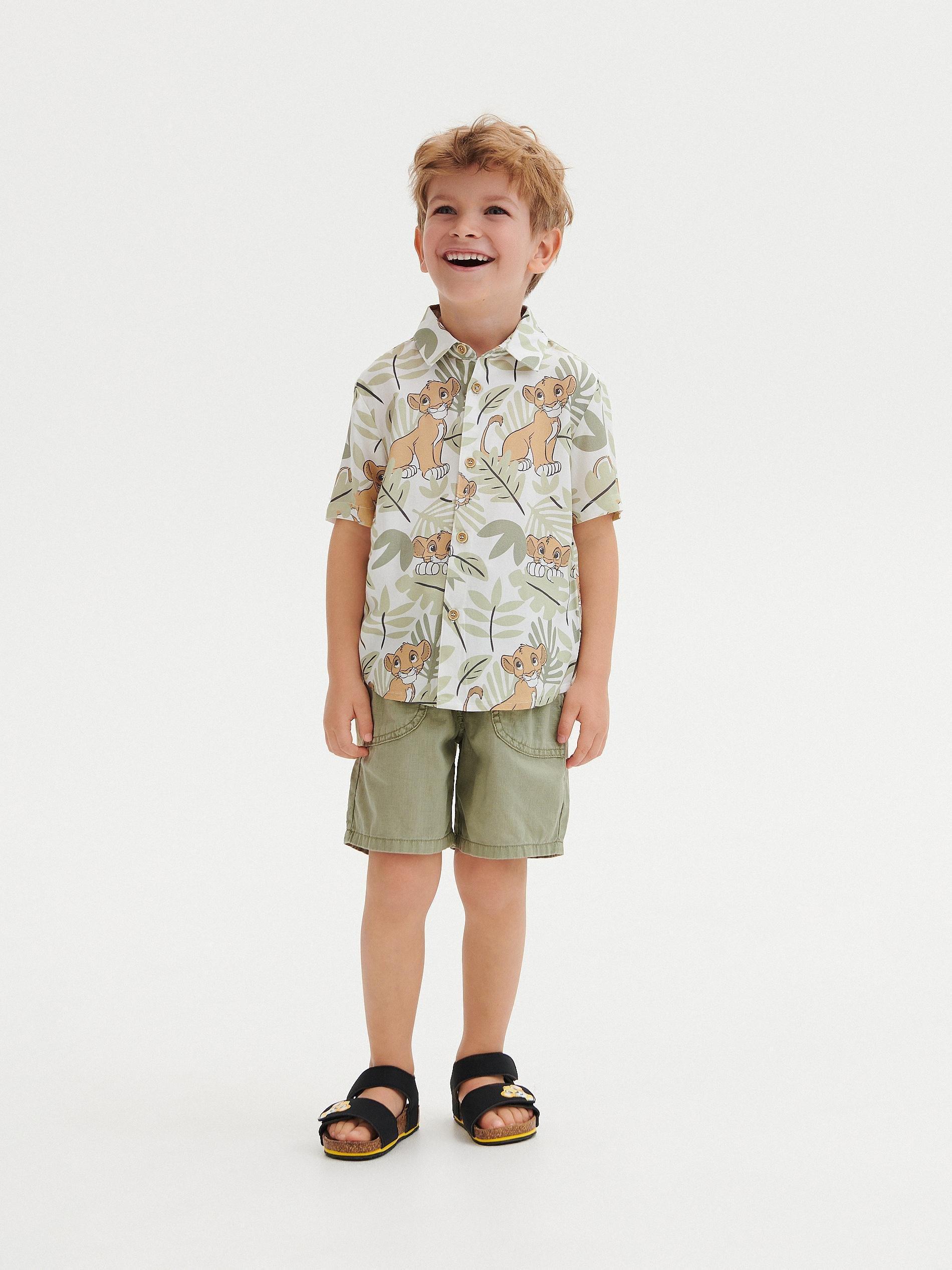 Green Linen Shorts, Kids Boys, , large image number 1