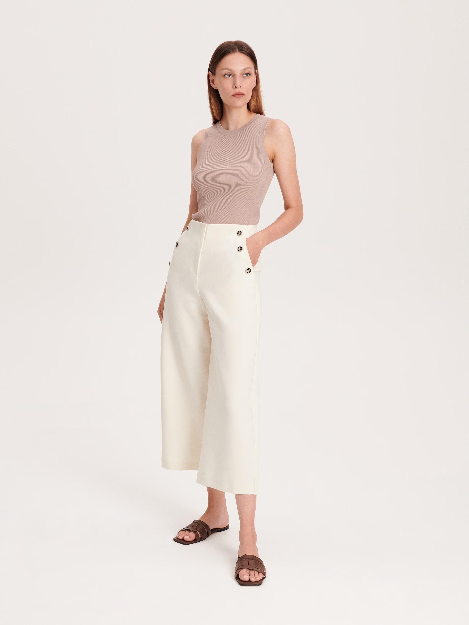 White Pants With Decorative Buttons, , large image number 0