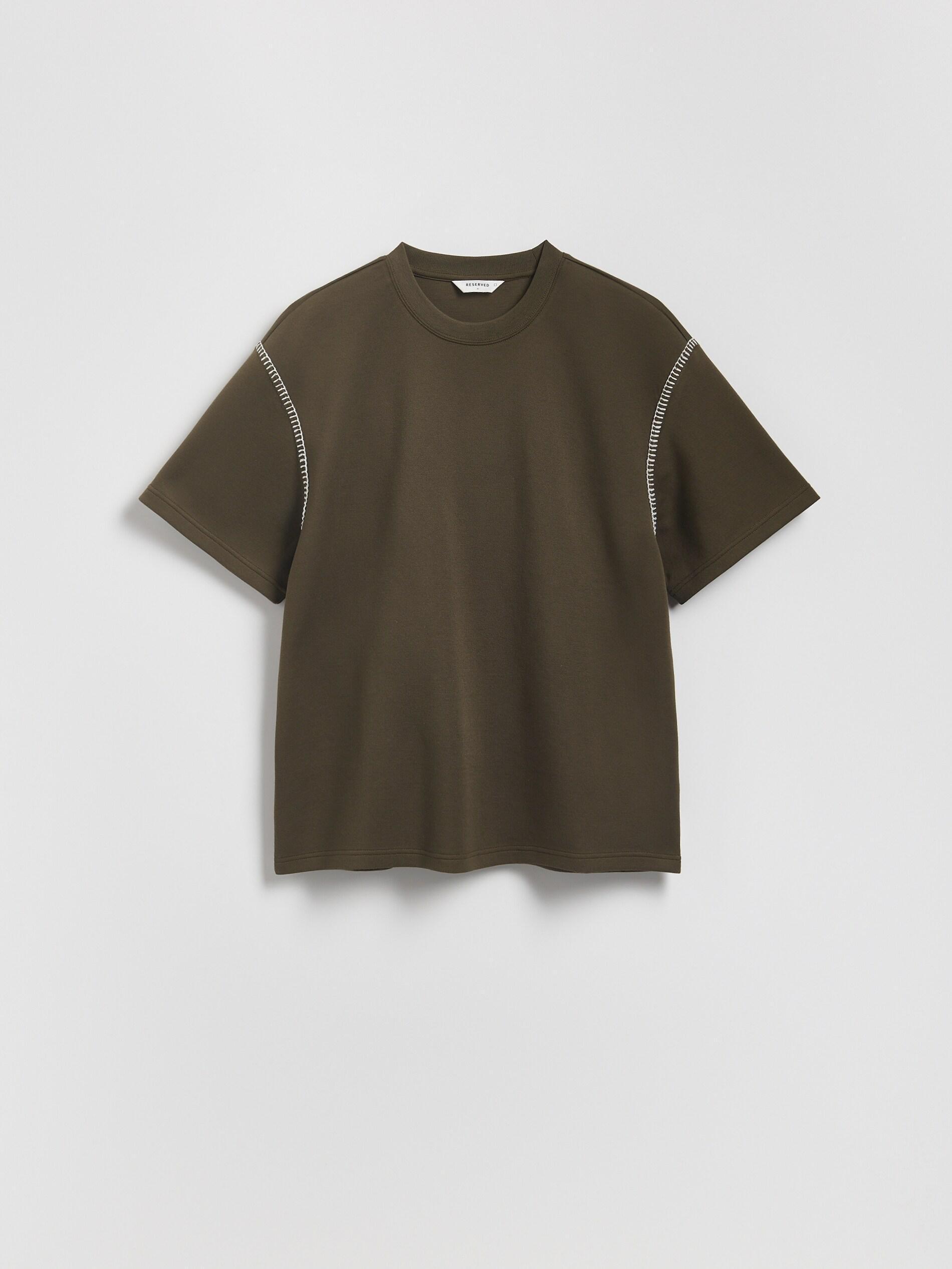 Green Boxy T-Shirt With Cotton Blend, Khaki, large image number 0