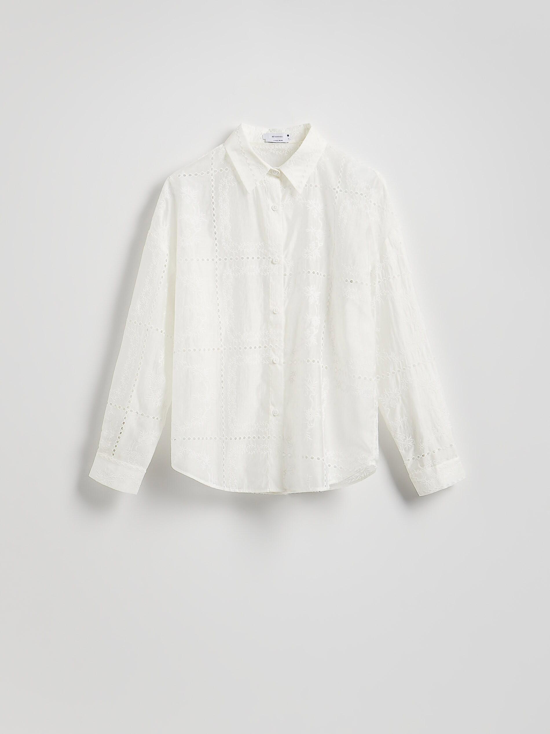 White Lyocell Blend Shirt, White, large image number 0