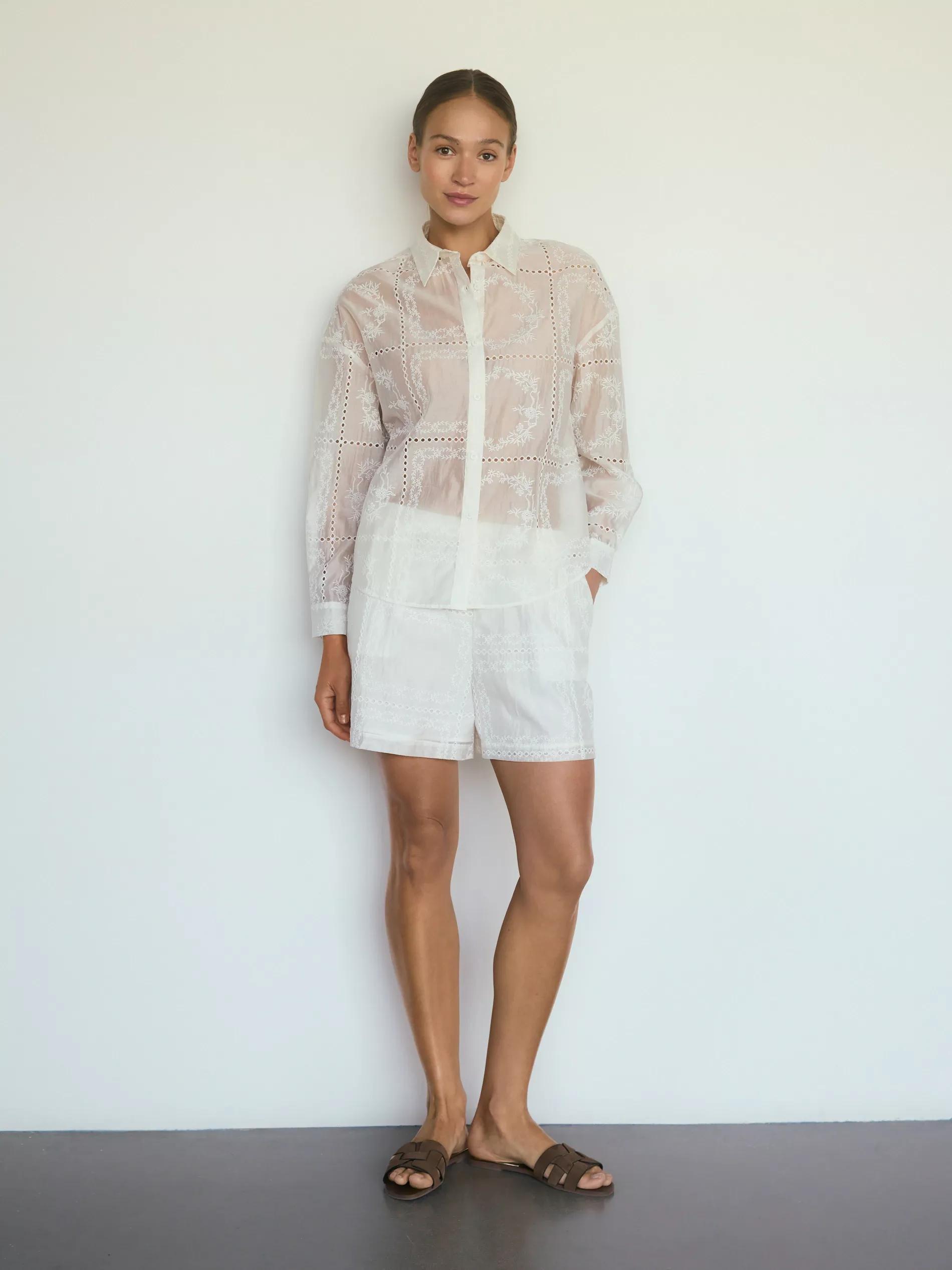 White Lyocell Blend Shirt, , large image number 2