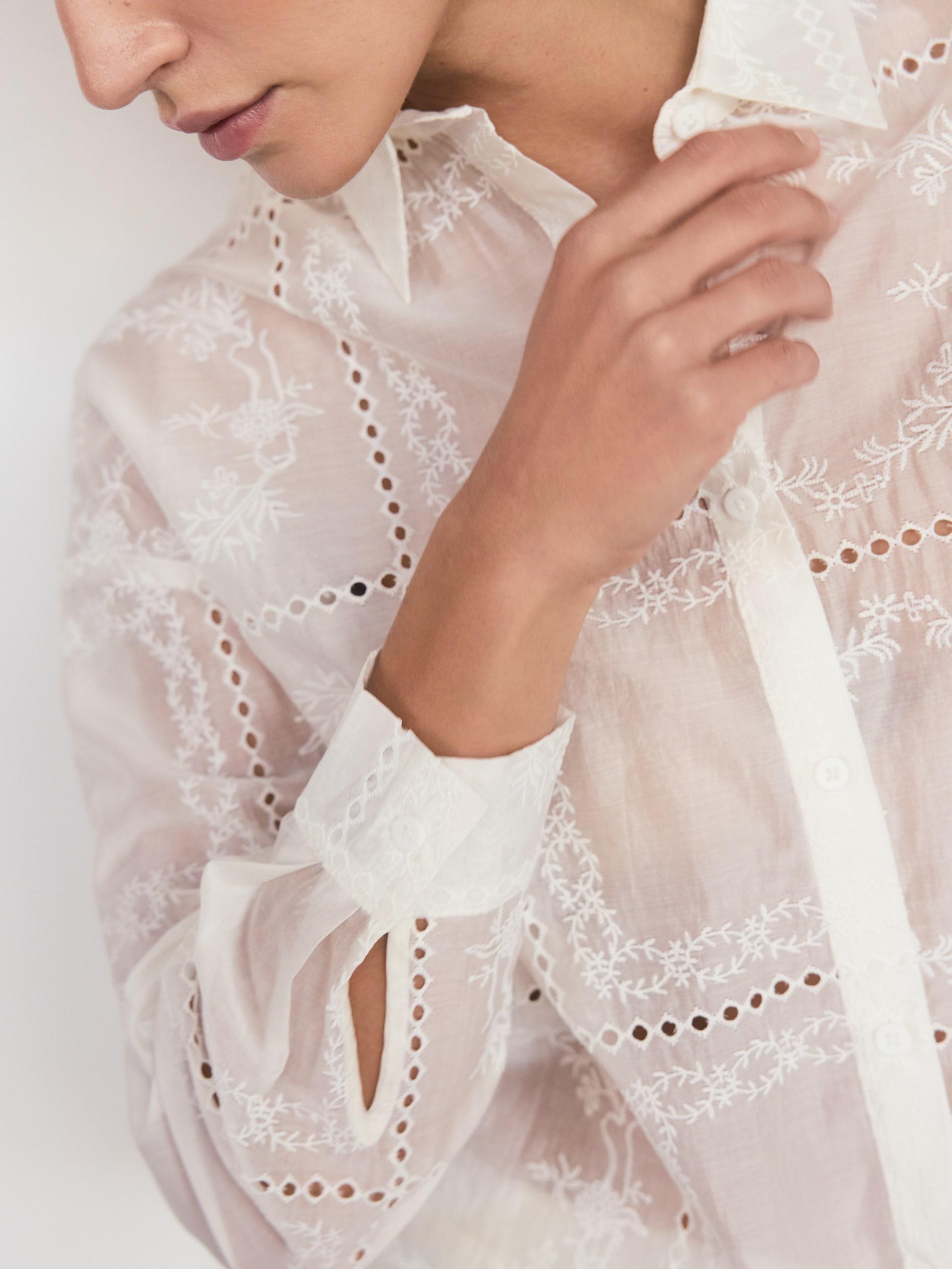 White Lyocell Blend Shirt, White, large image number 3