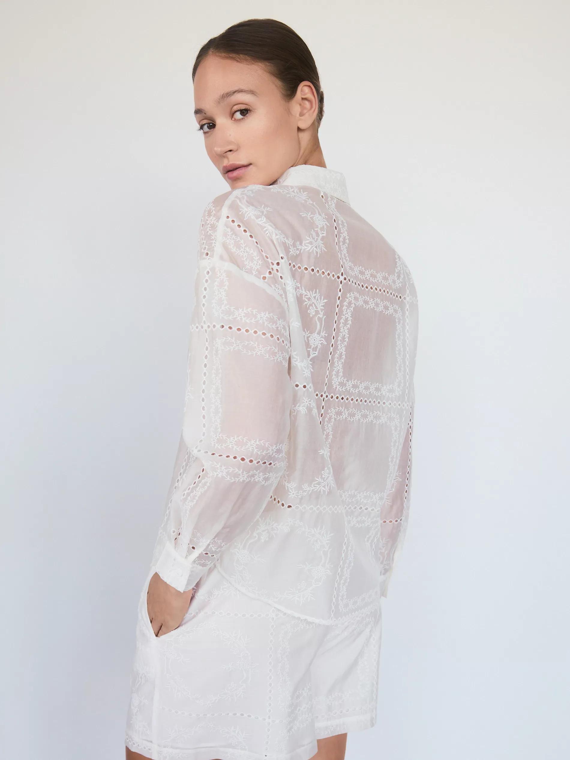 White Lyocell Blend Shirt, , large image number 4