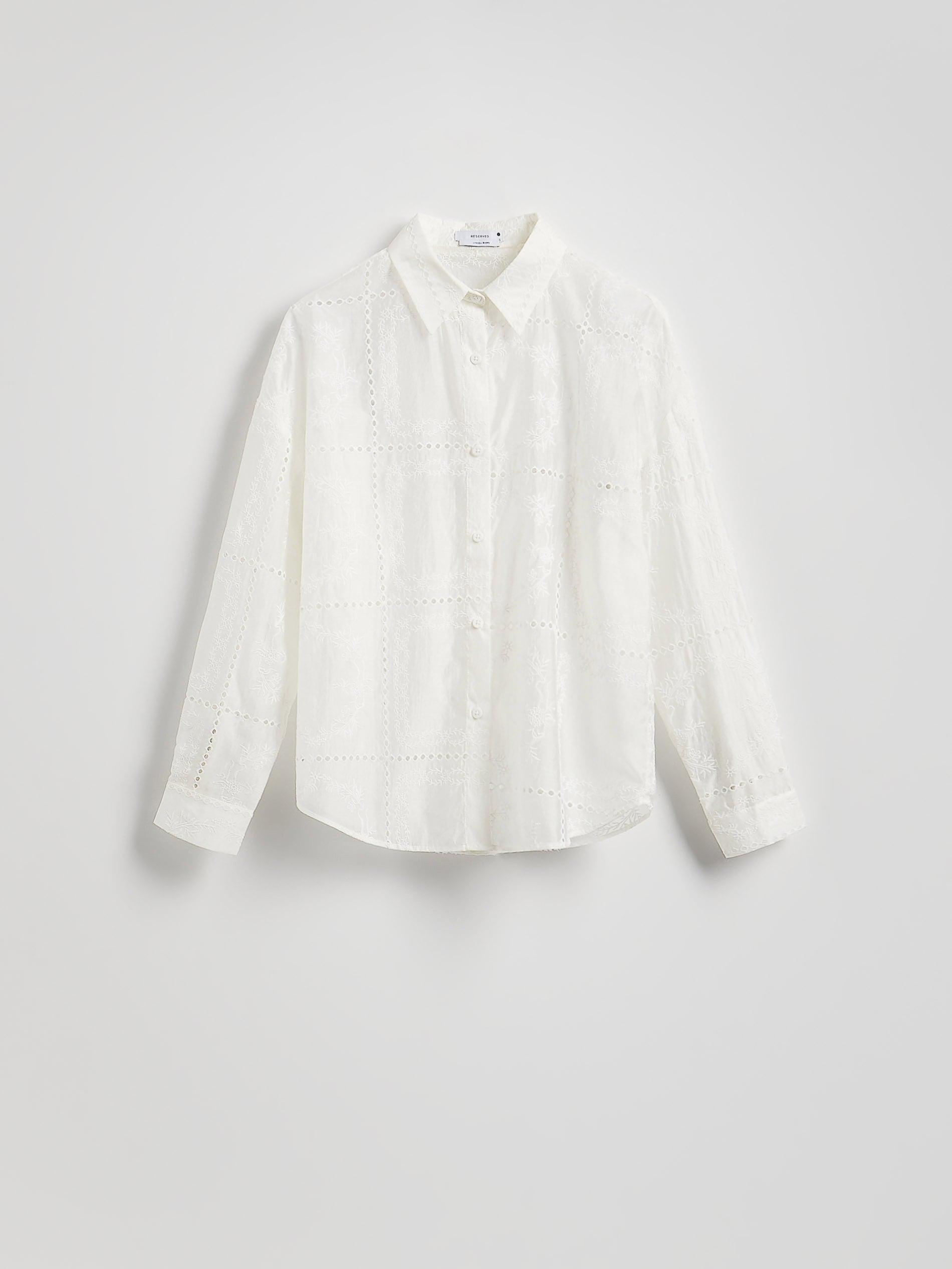 White Lyocell Blend Shirt, White, large image number 4