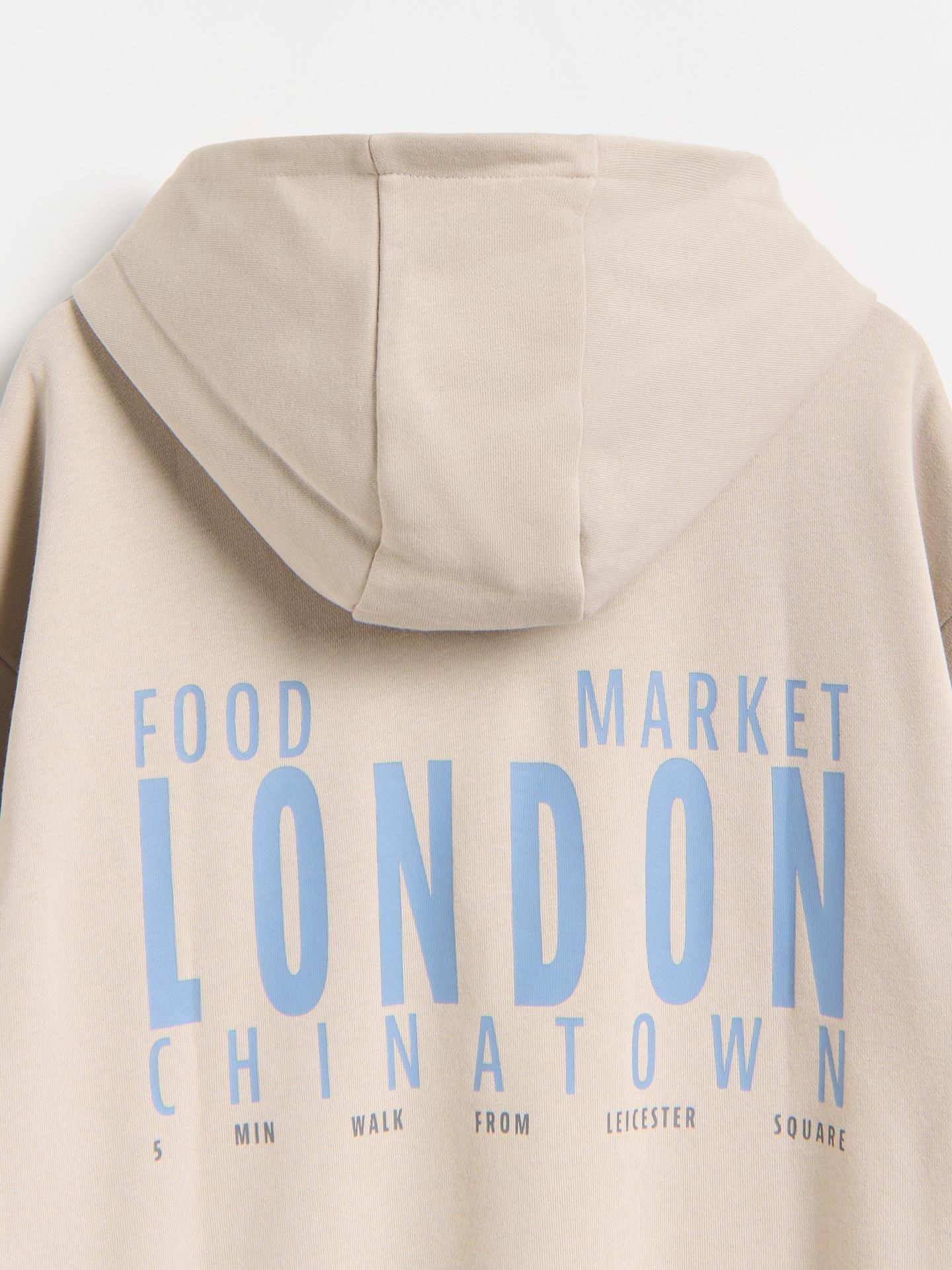 Beige Cotton Rich Sweatshirt With Print, Beige, medium