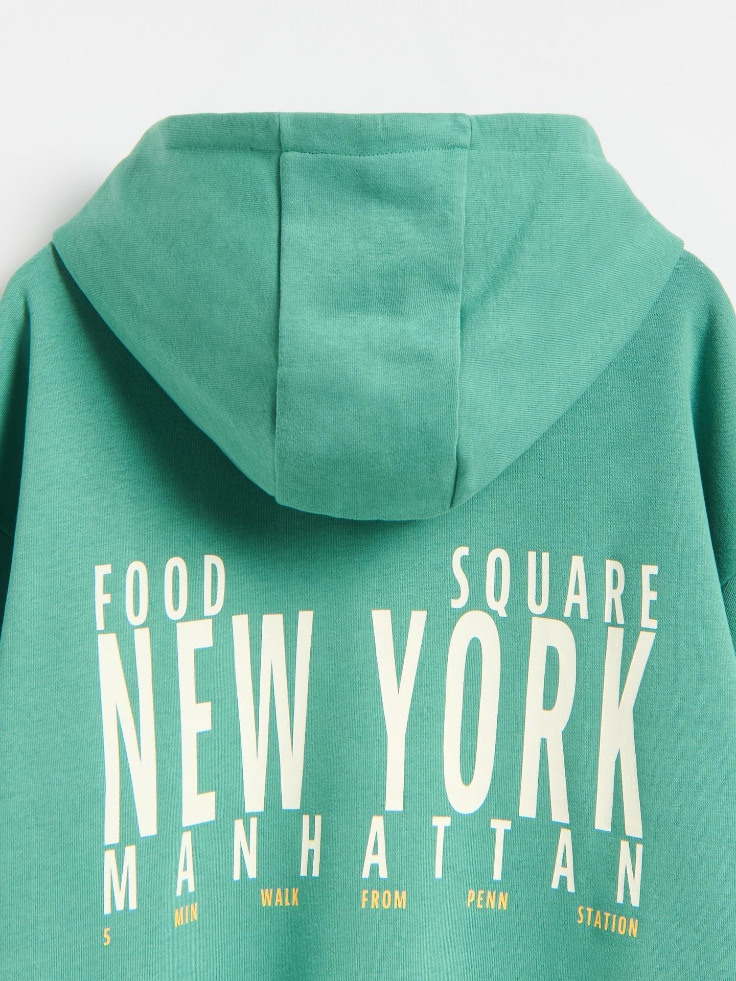 Green Cotton Rich Sweatshirt With Print, Green, medium