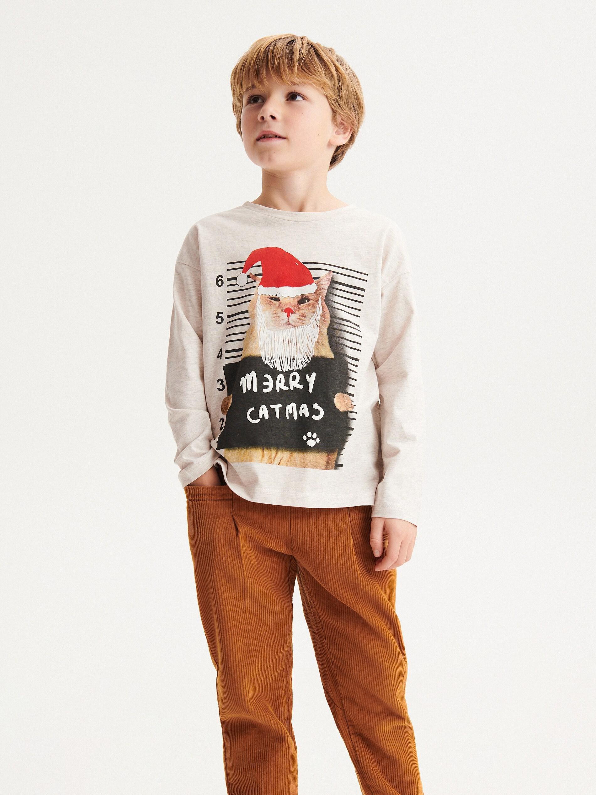 Cream Christmas Long Sleeve T-Shirt, , large image number 1