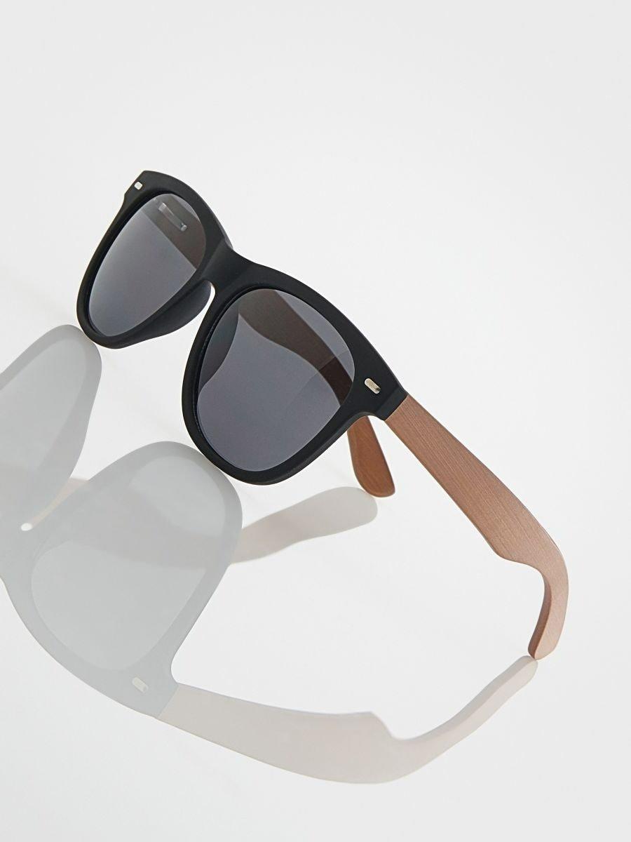 Black Wayfarer Sunglasses, Black, large image number 1