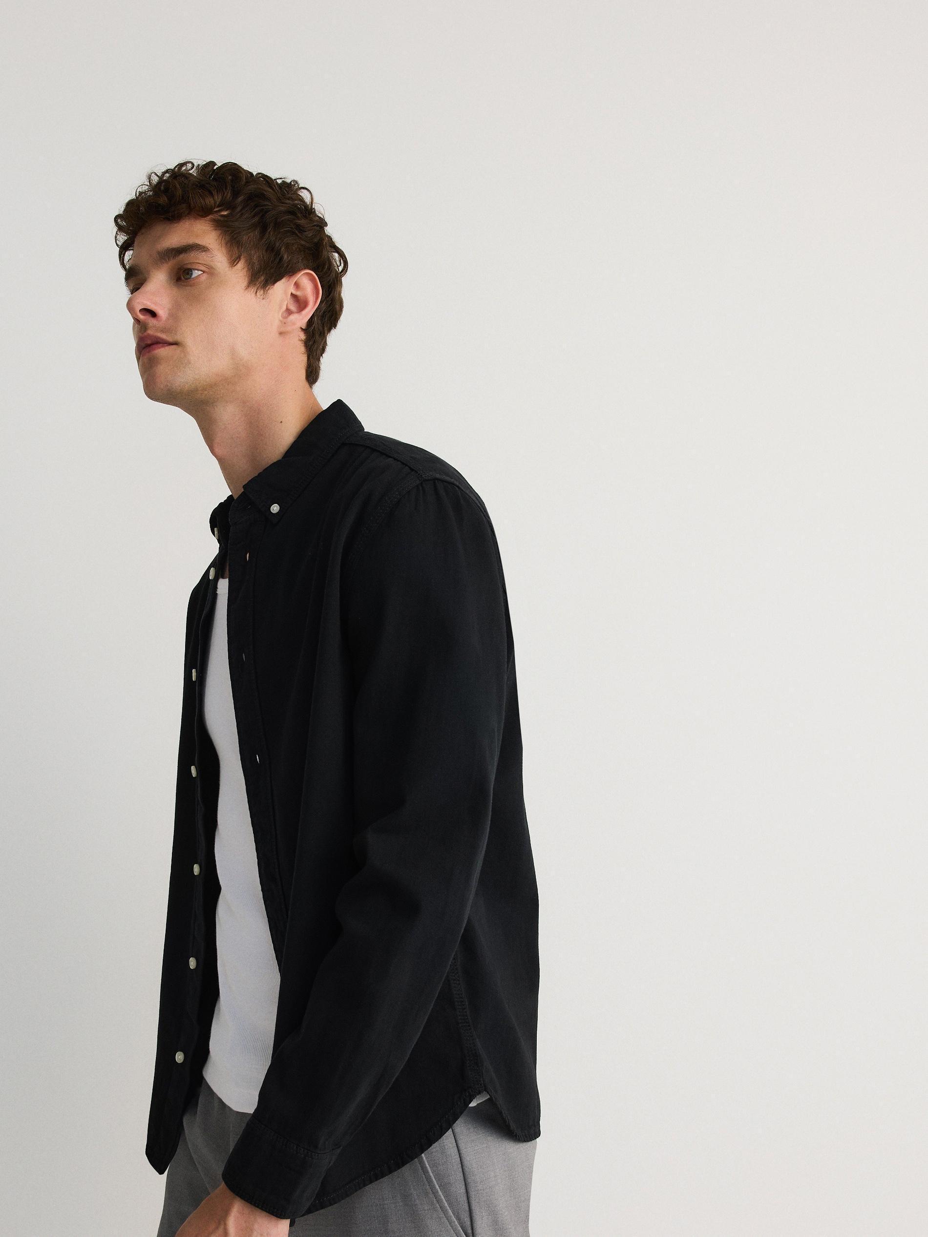 Black Classic Denim Shirt, , large image number 3