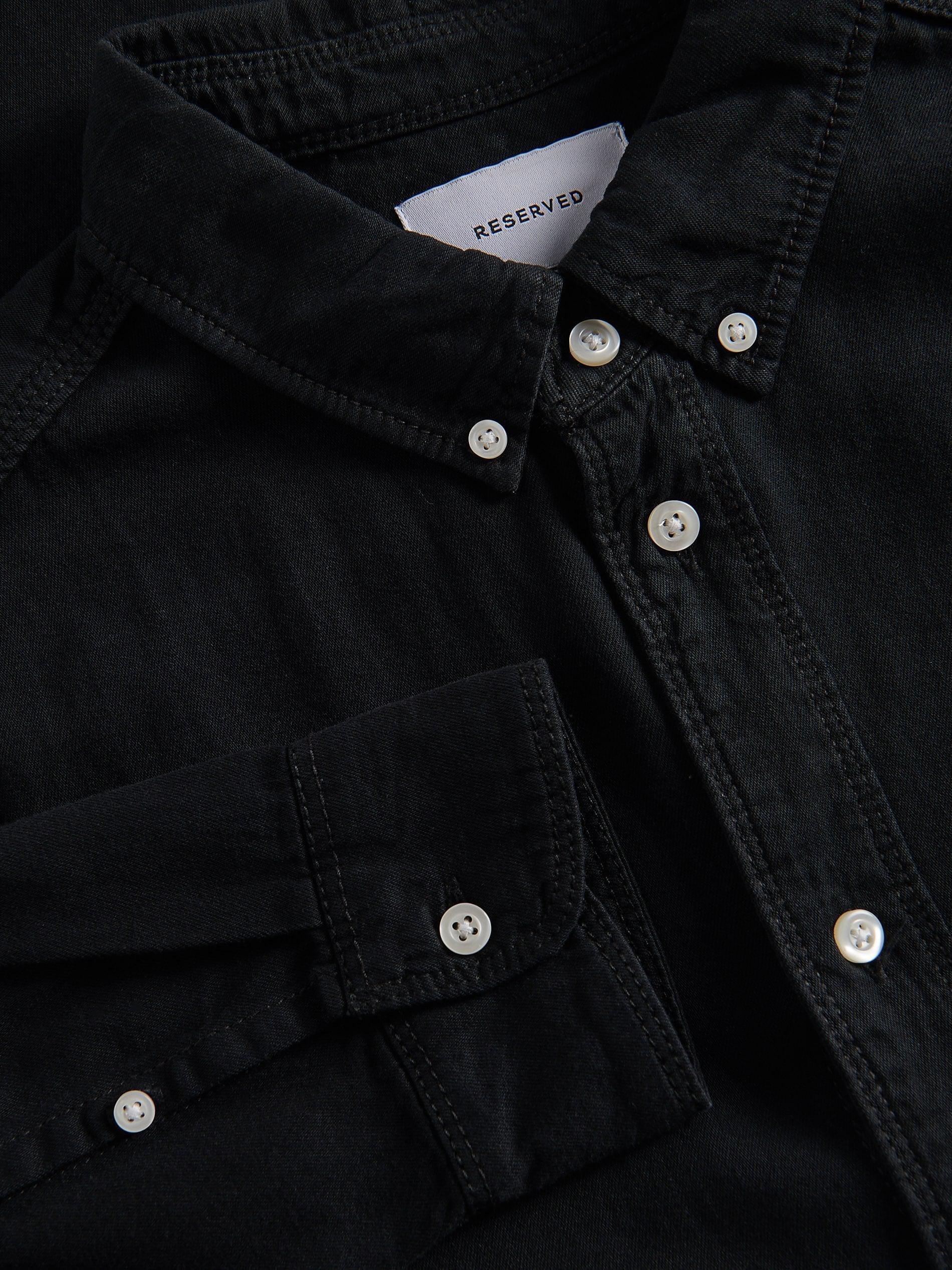 Black Classic Denim Shirt, , large image number 4