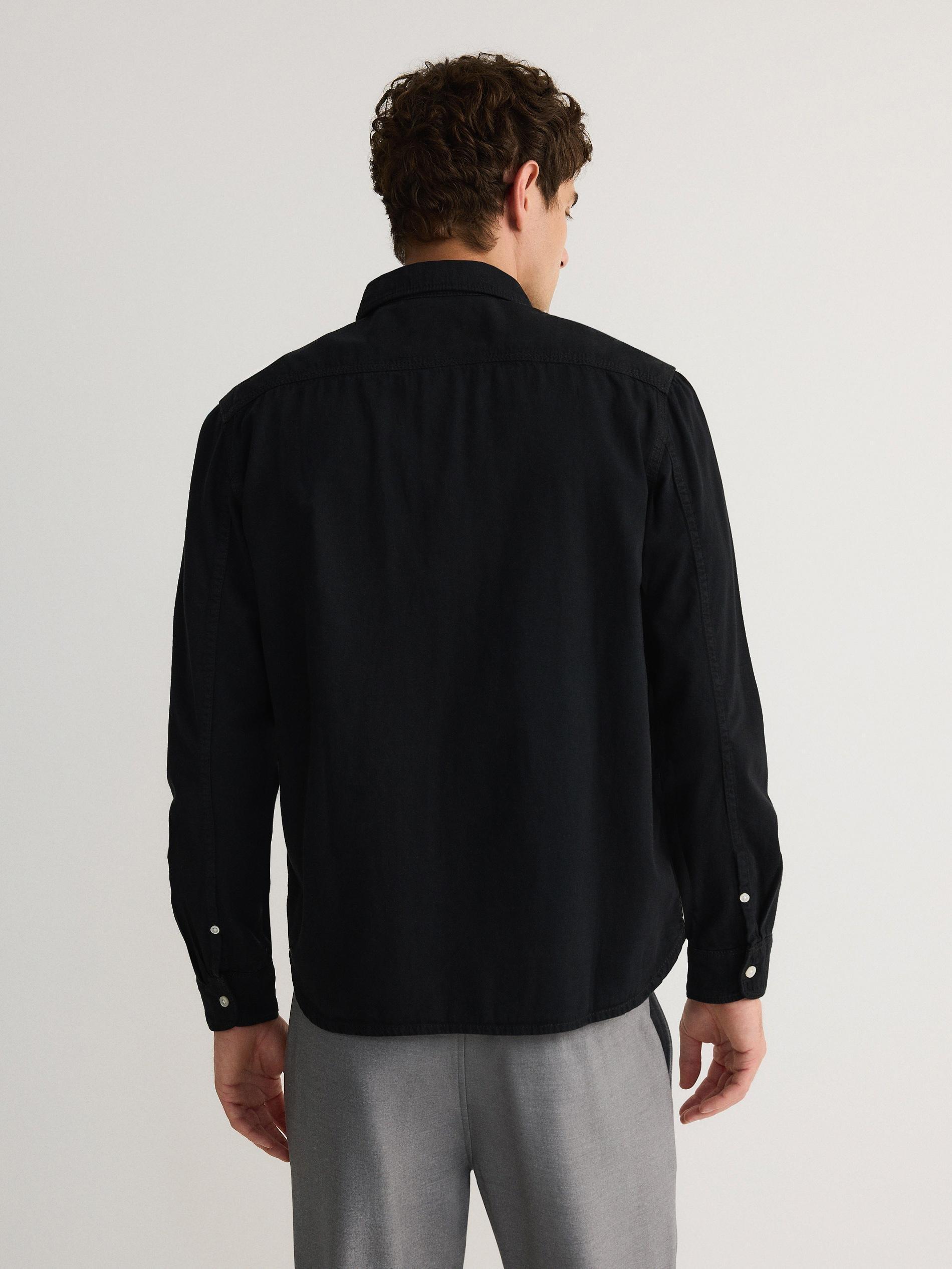 Black Classic Denim Shirt, , large image number 6