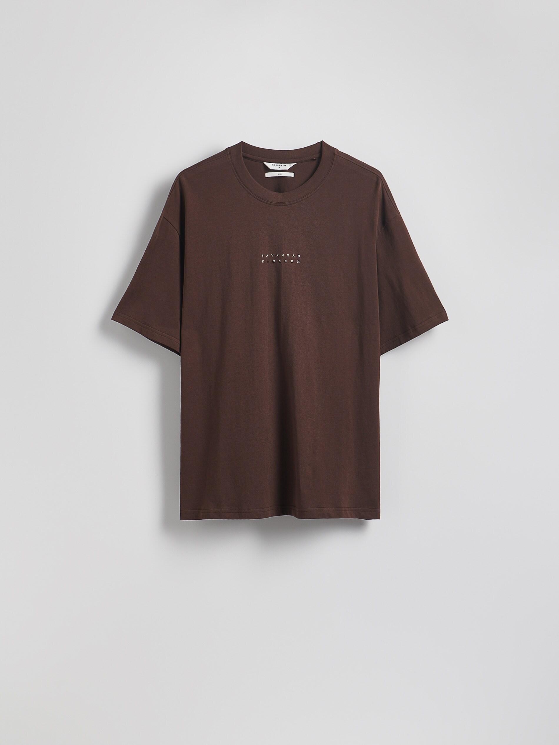 تيشيرت بني بقصة بوكسى مع باتش, Brown, large image number 4