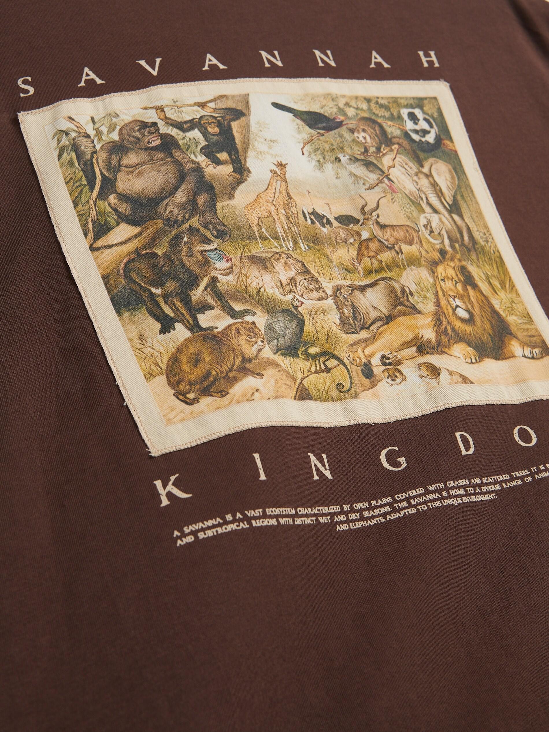 تيشيرت بني بقصة بوكسى مع باتش, Brown, large image number 5