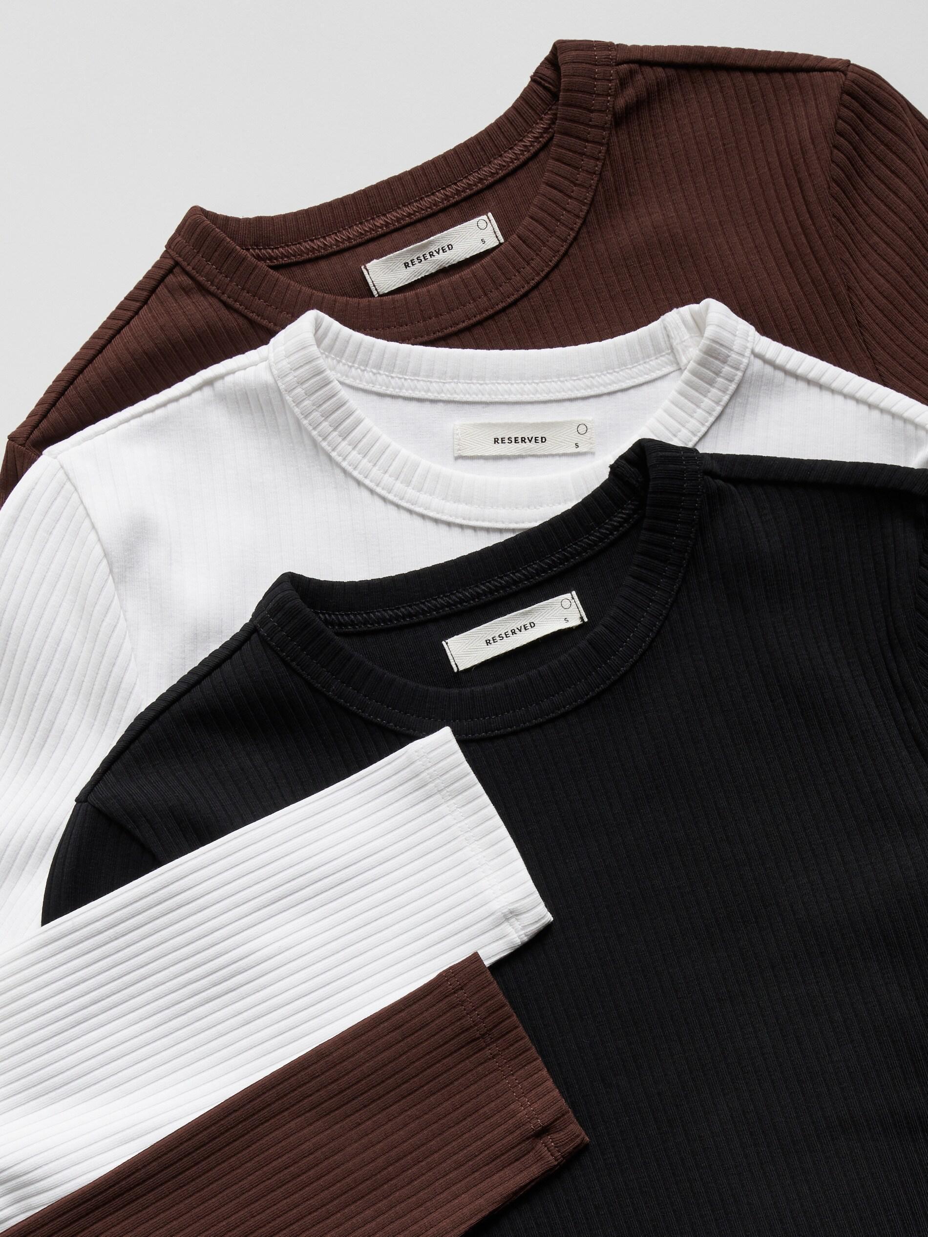 WHITE Rib knit long sleeve T-shirt, White, large image number 5