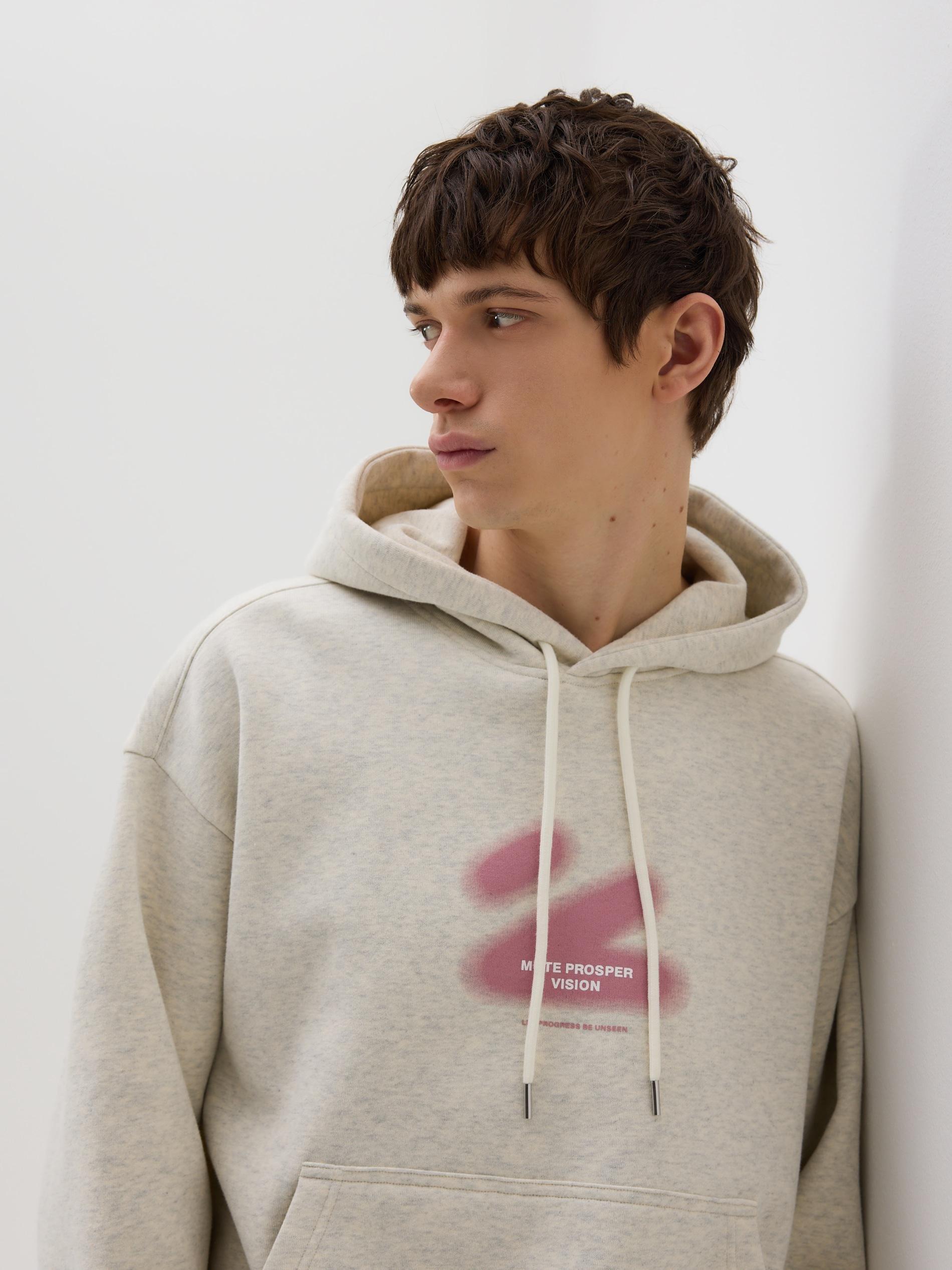 Grey Printed Sweatshirt, Light grey, medium