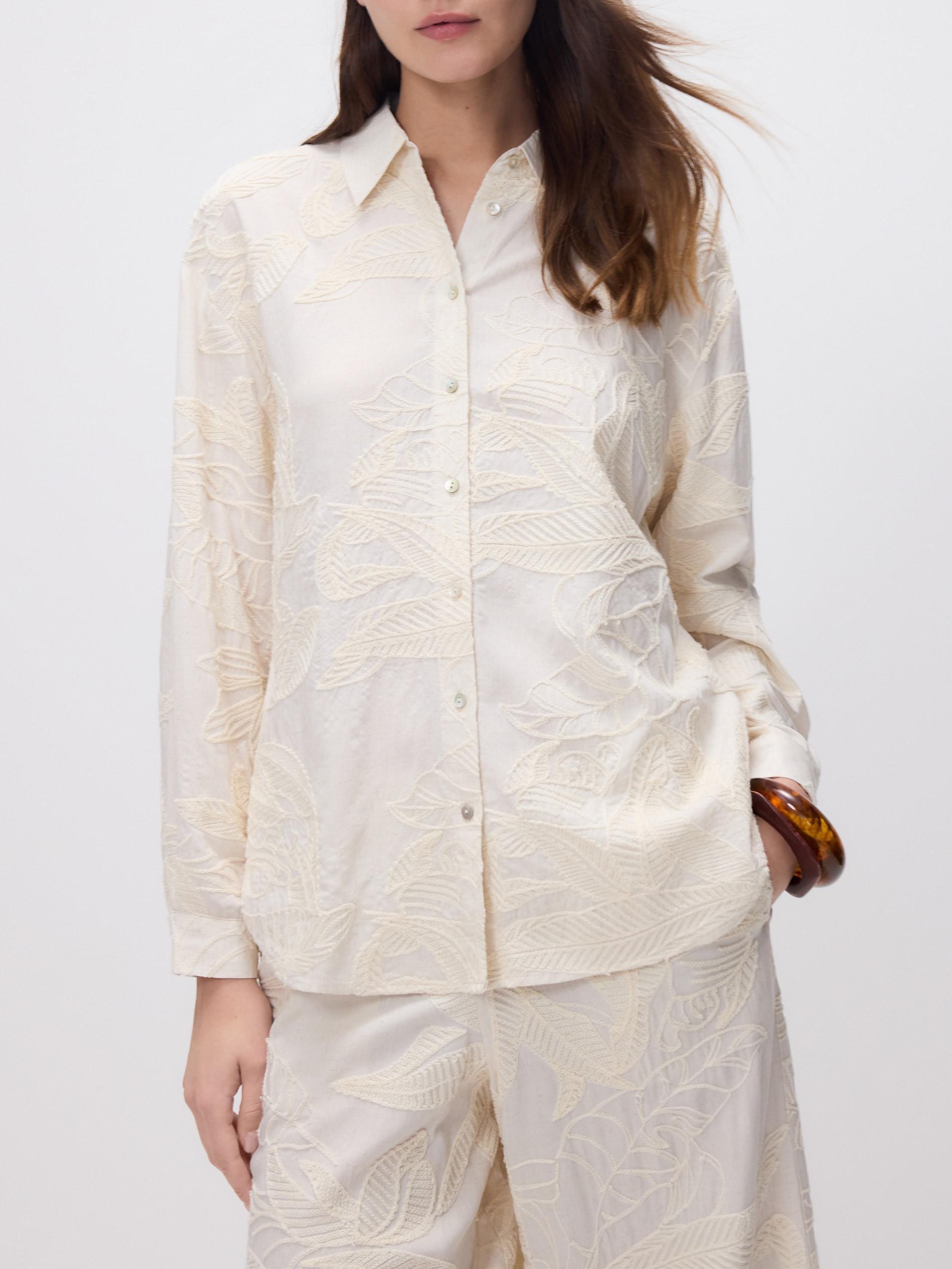 Beige Embroidered Patterned Shirt, Beige, large image number 2