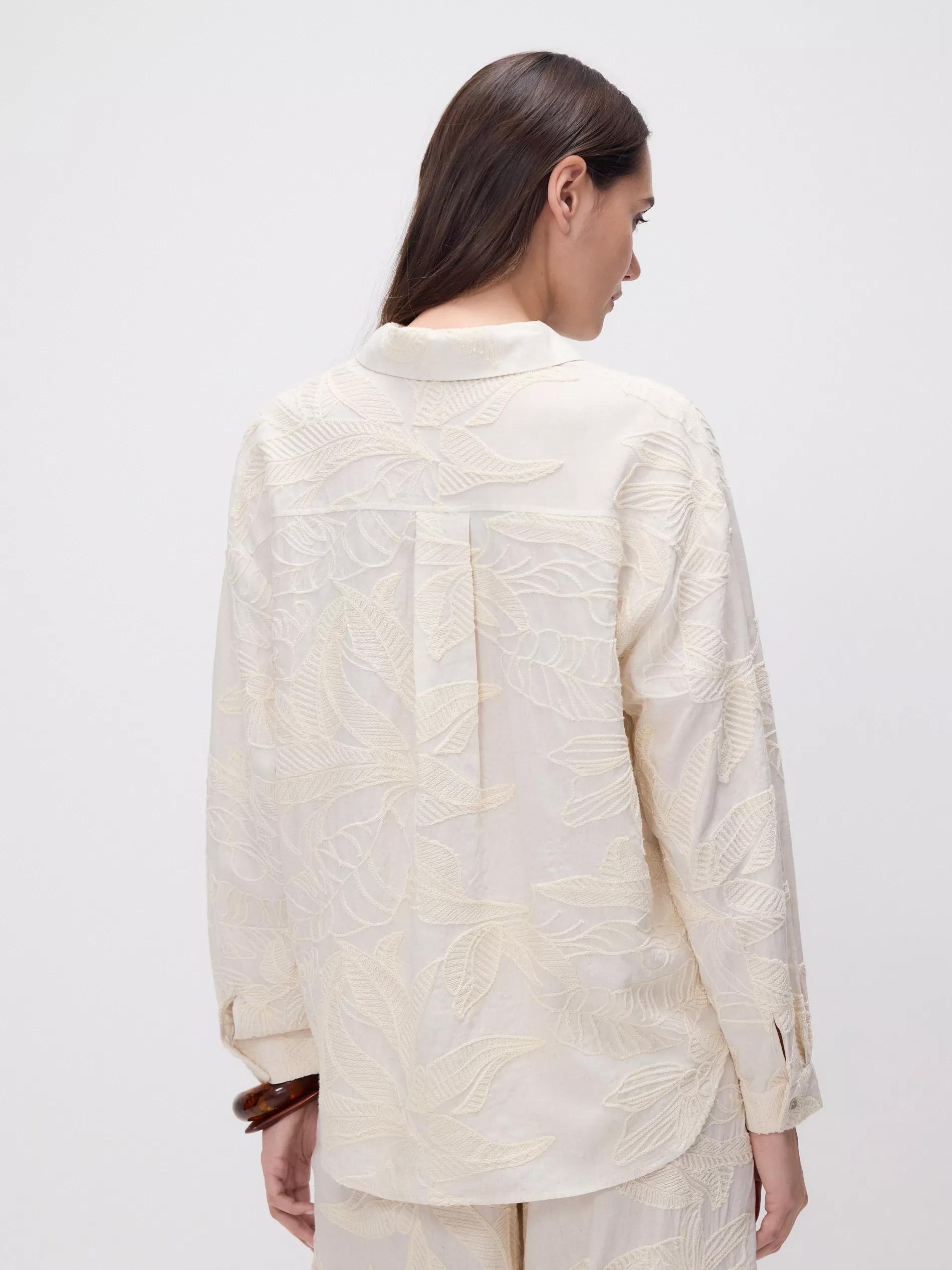 Beige Embroidered Patterned Shirt, Beige, large image number 3