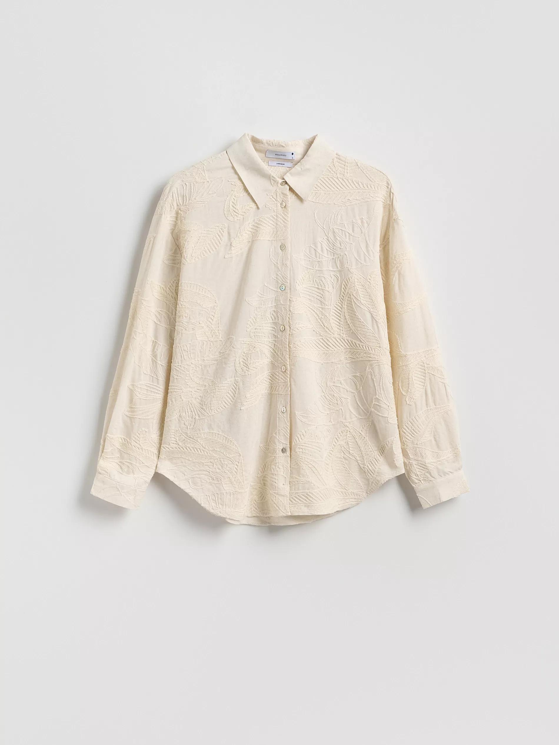 Beige Embroidered Patterned Shirt, Beige, large image number 4