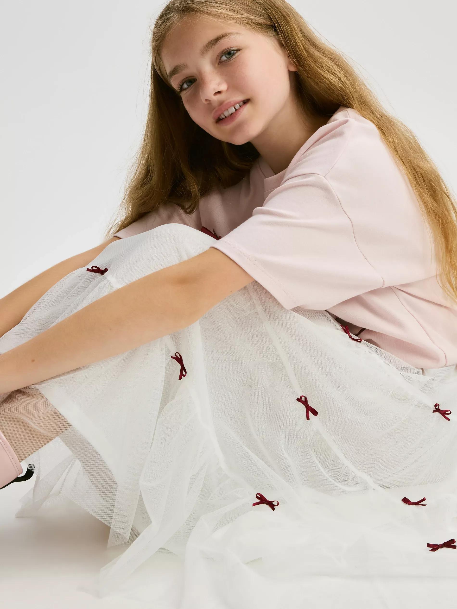 CREAM Tulle skirt with bows, Ivory, medium