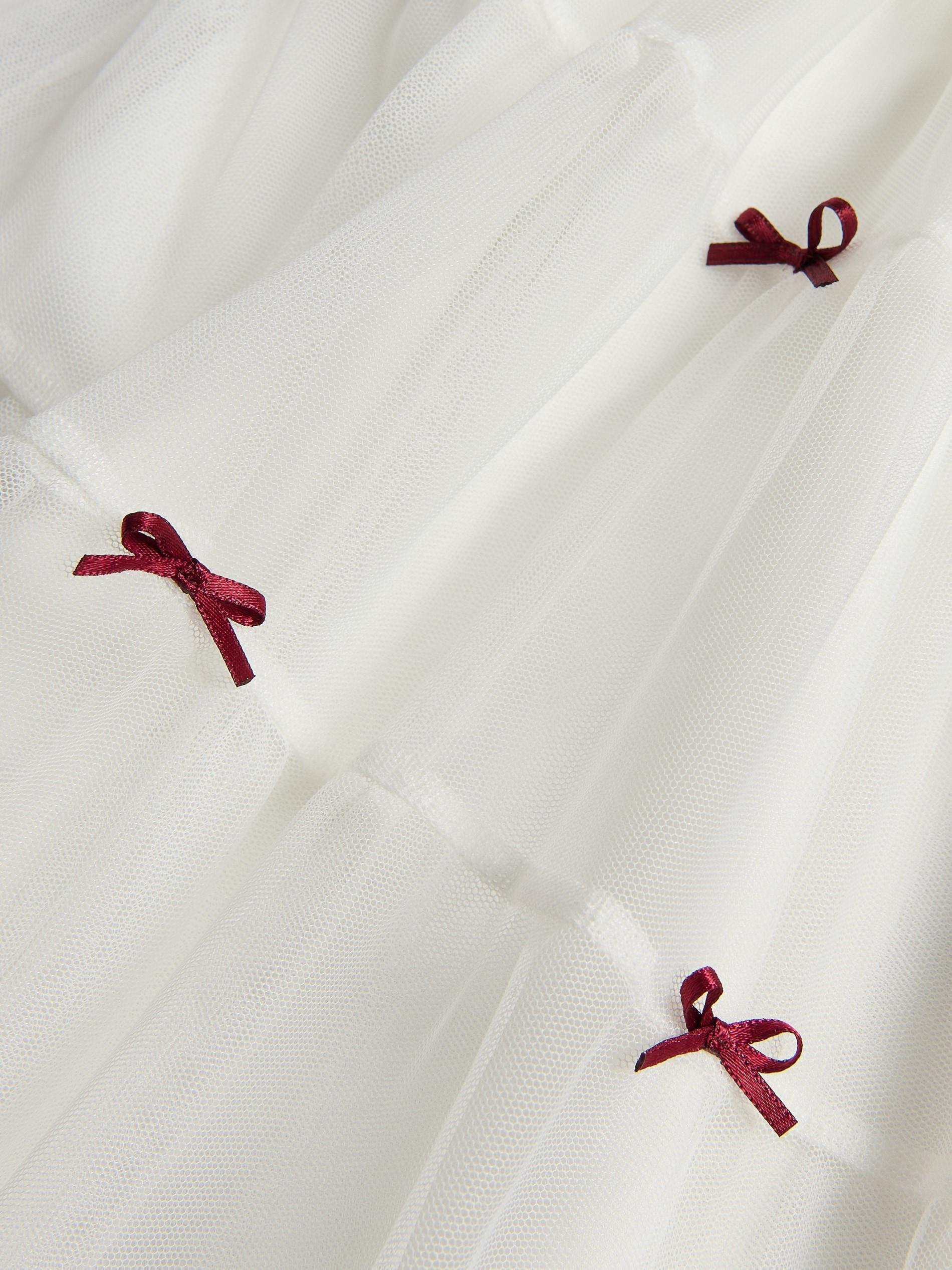 CREAM Tulle skirt with bows, Ivory, large image number 3
