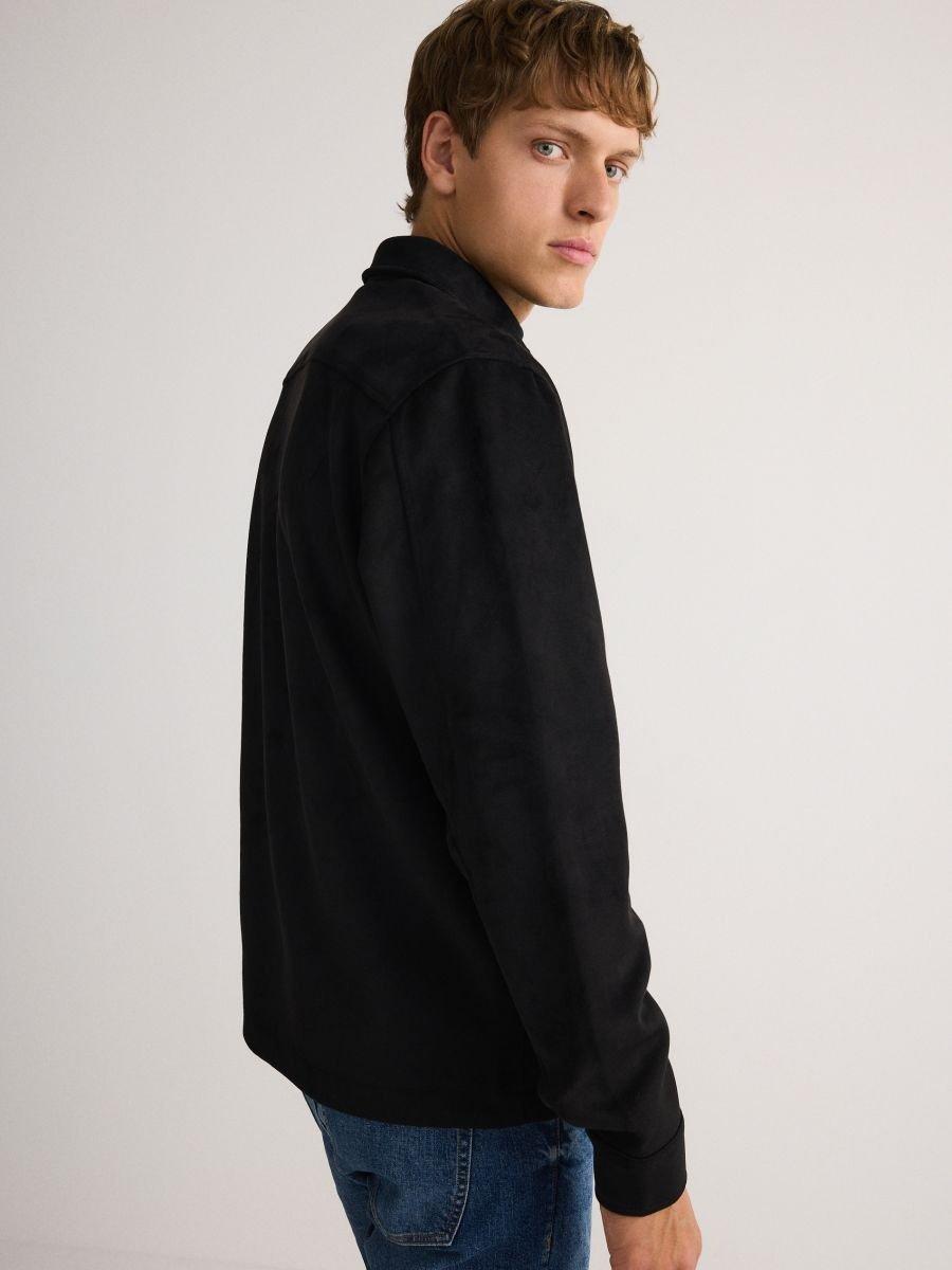 Black Shirt Jacket With Collar, , large image number 2