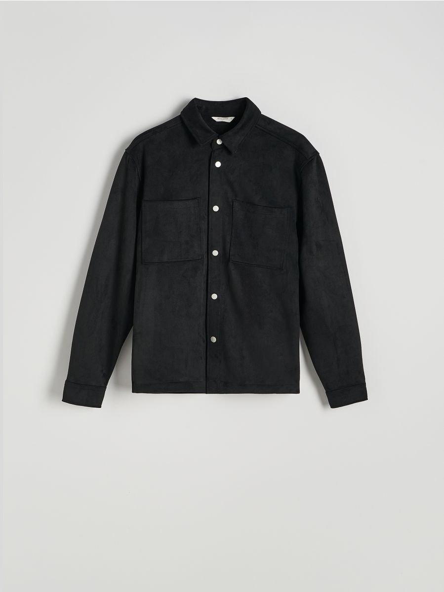 Black Shirt Jacket With Collar, , large image number 4