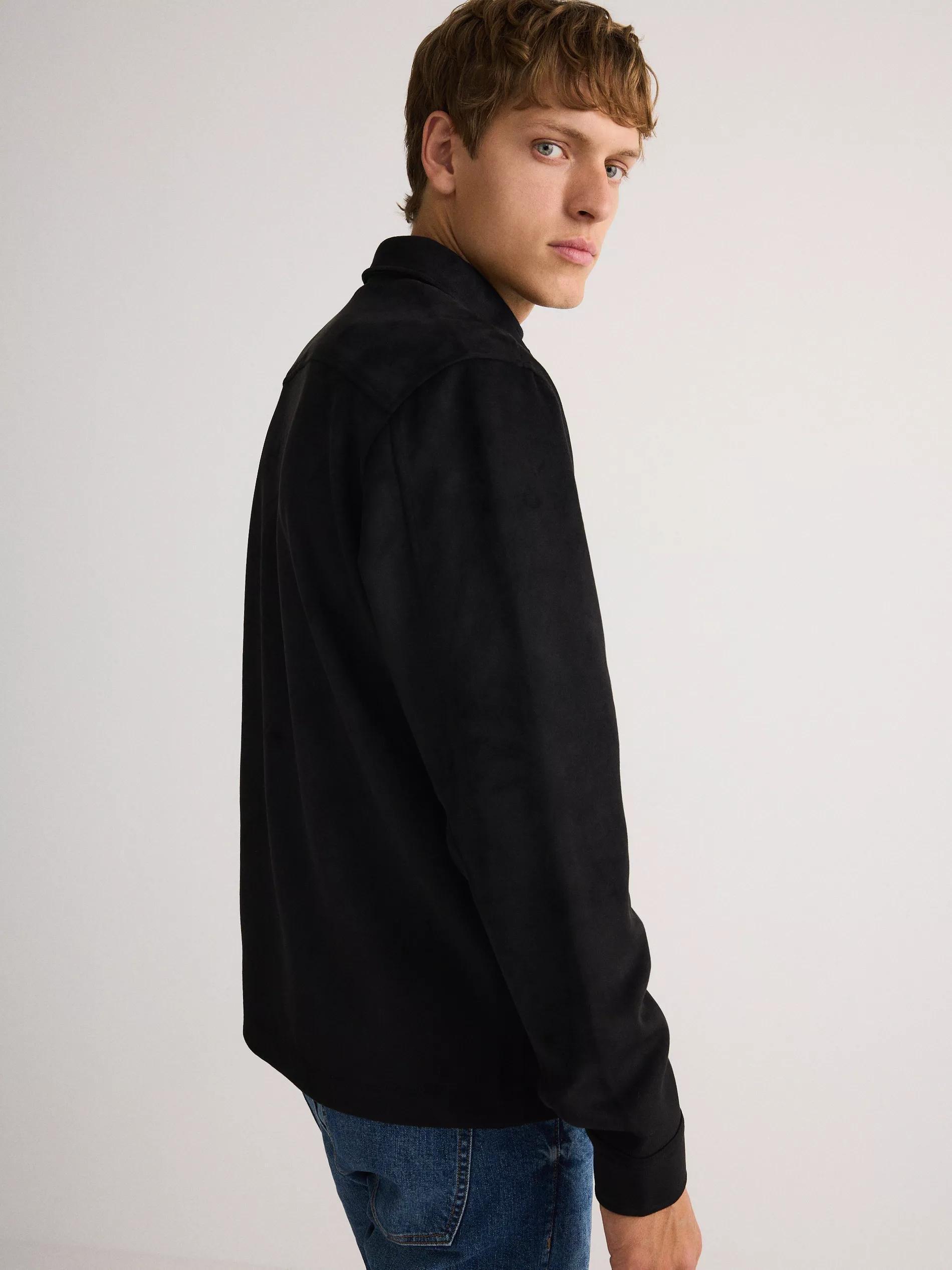 Black Shirt Jacket With Collar, , large image number 5