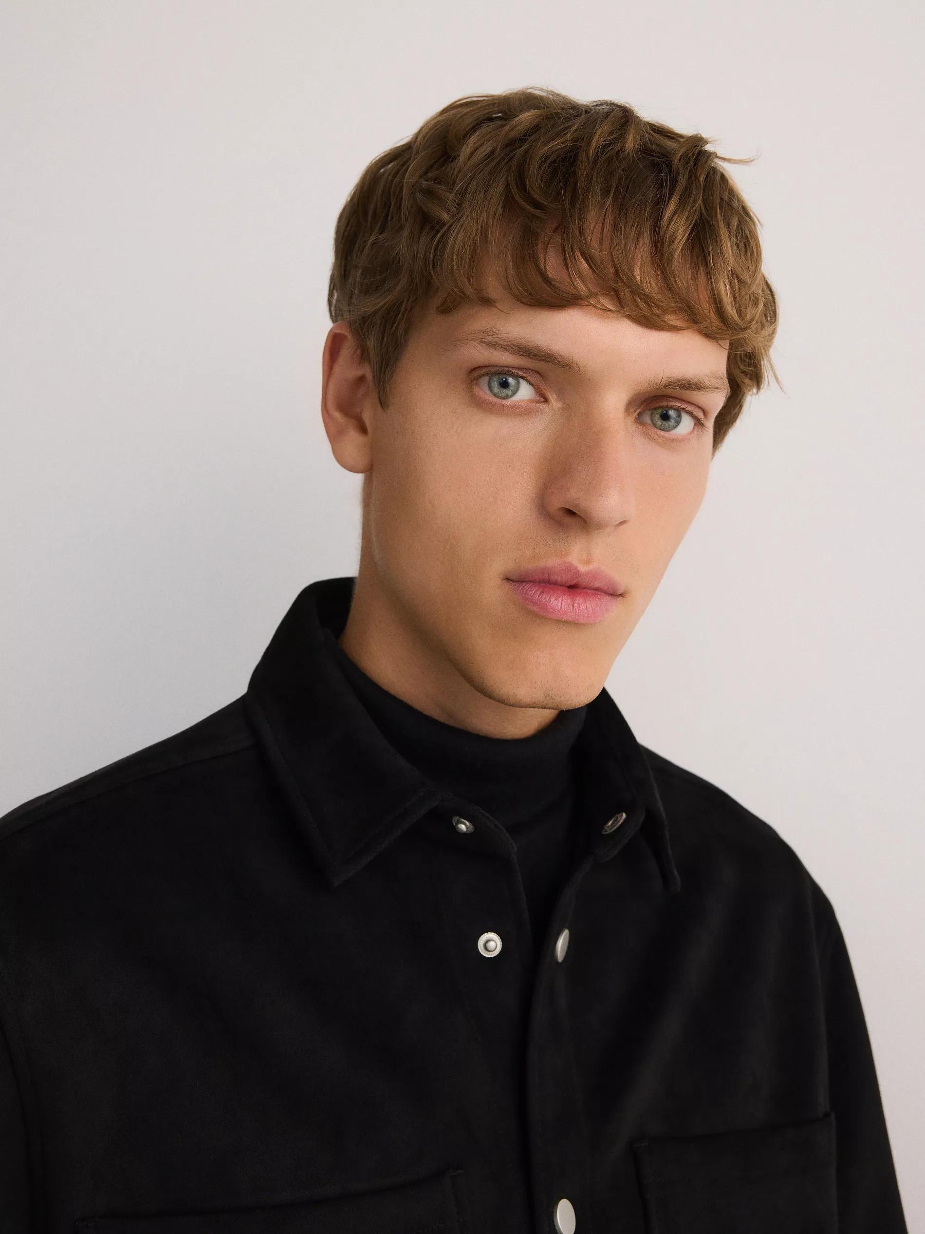 Black Shirt Jacket With Collar, , large image number 7