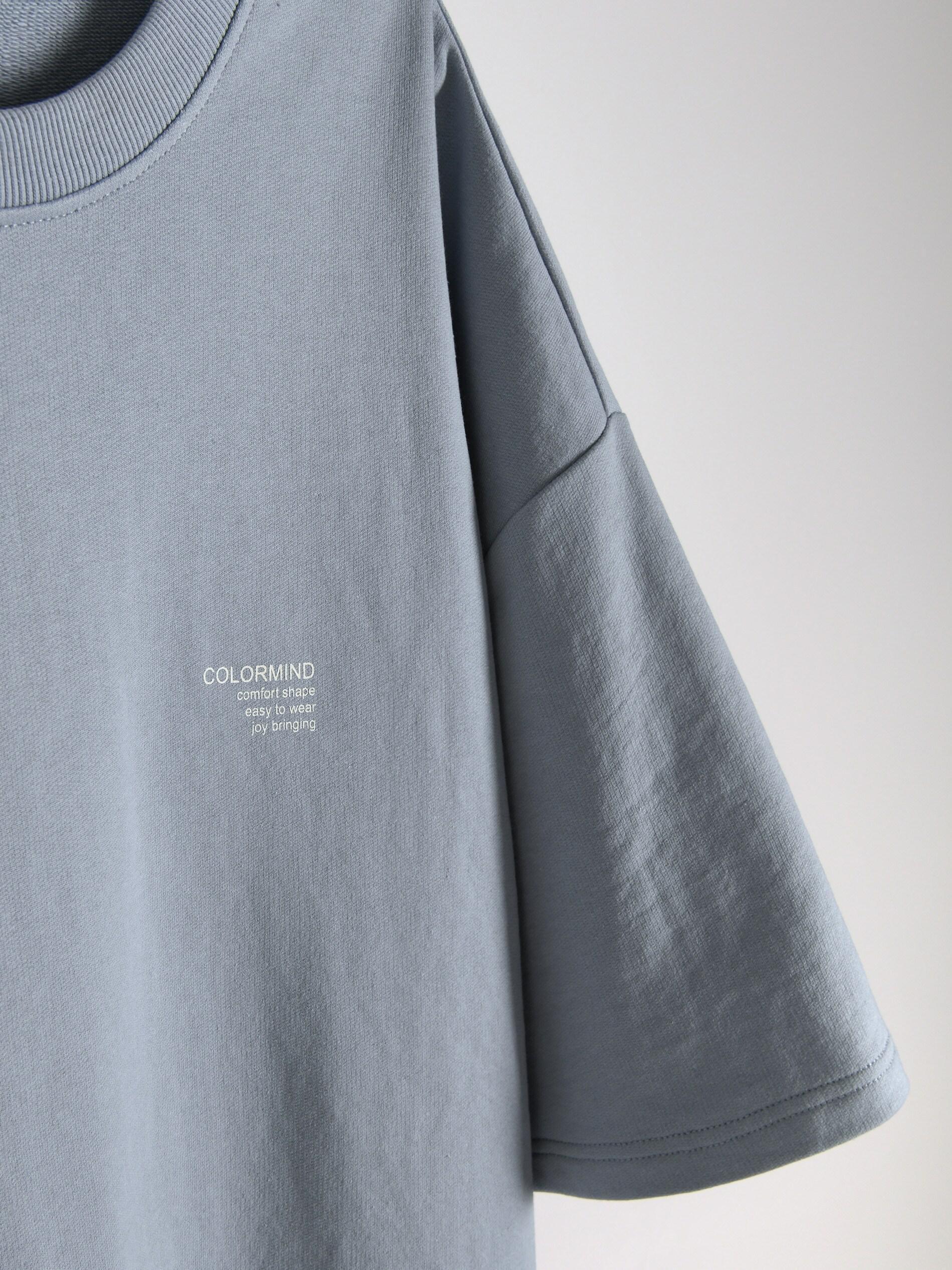 Blue Oversized T-Shirt With Minimalist Print, , large image number 4