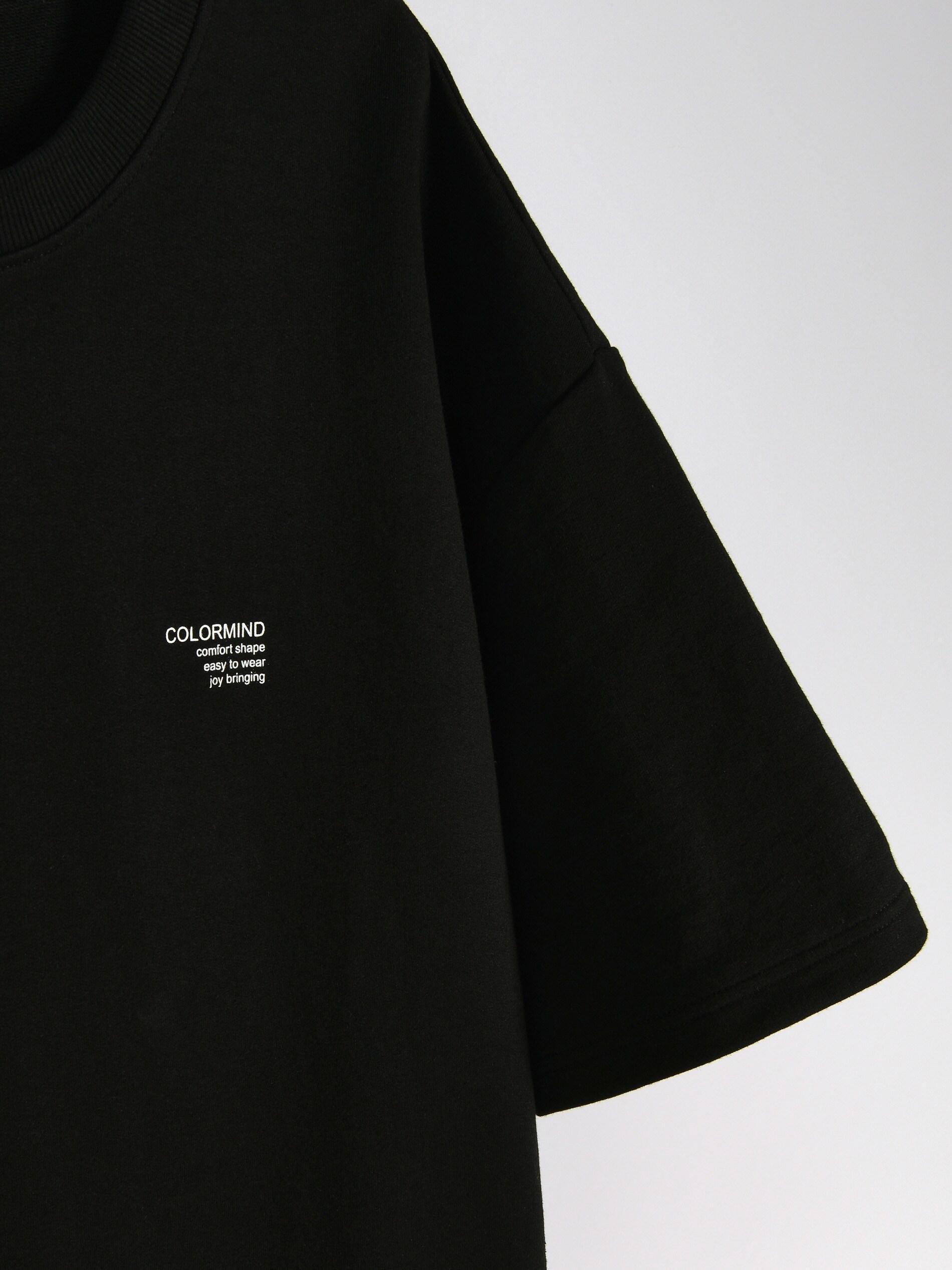 Black Oversized T-Shirt With Minimalist Print, , large image number 3