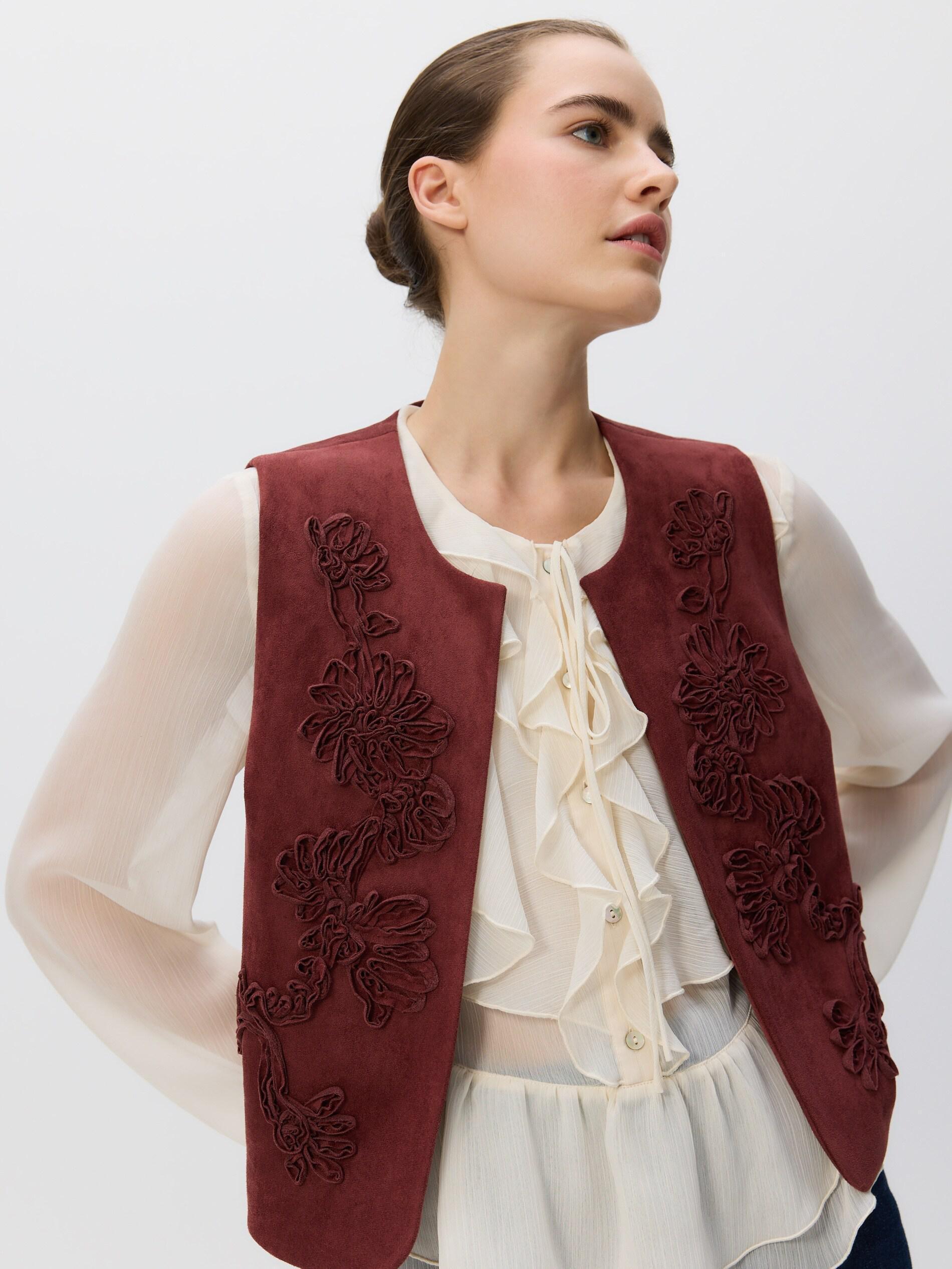 Burgundy Faux Suede Vest, Burgundy, medium