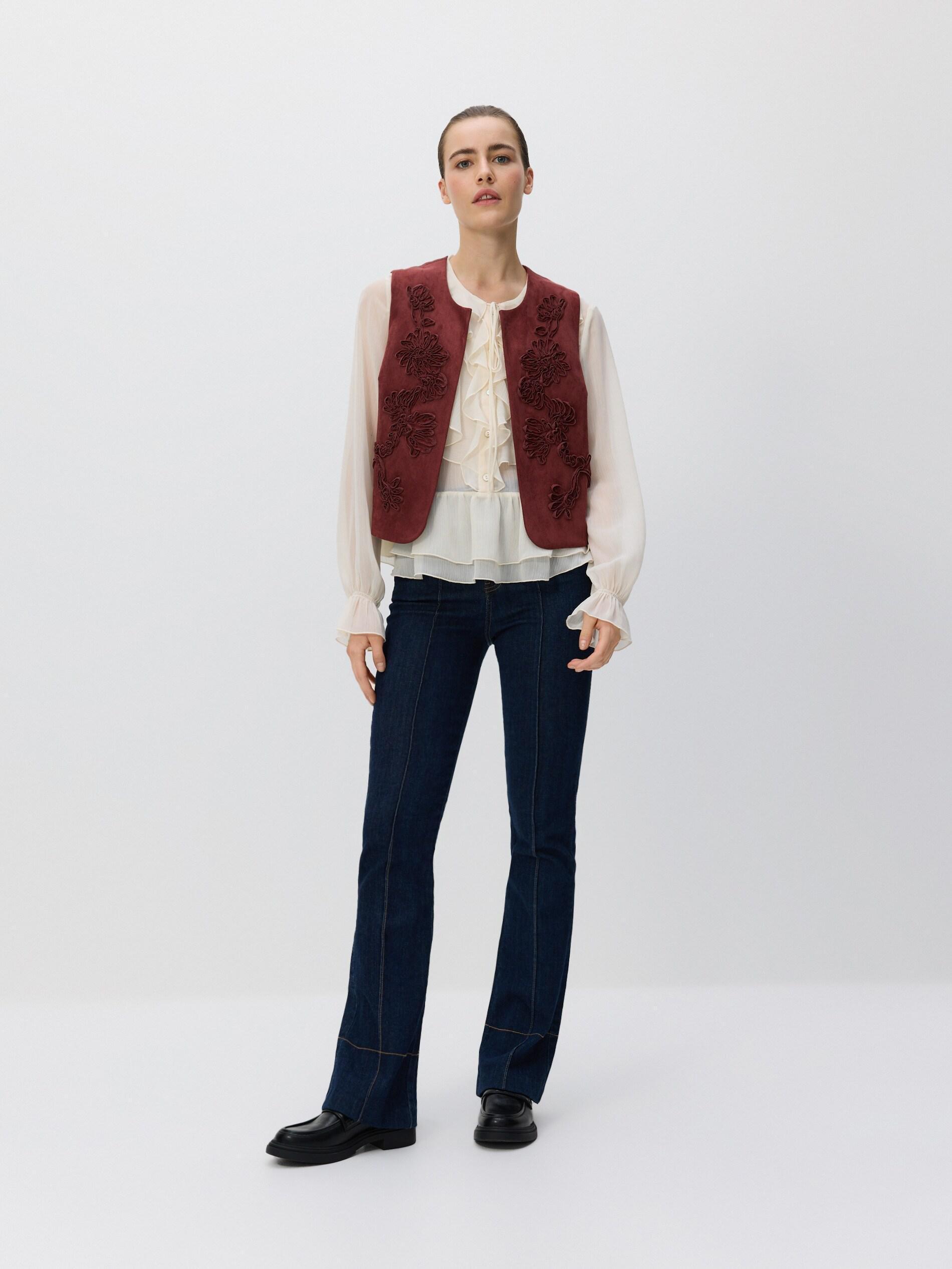 Burgundy Faux Suede Vest, Burgundy, medium