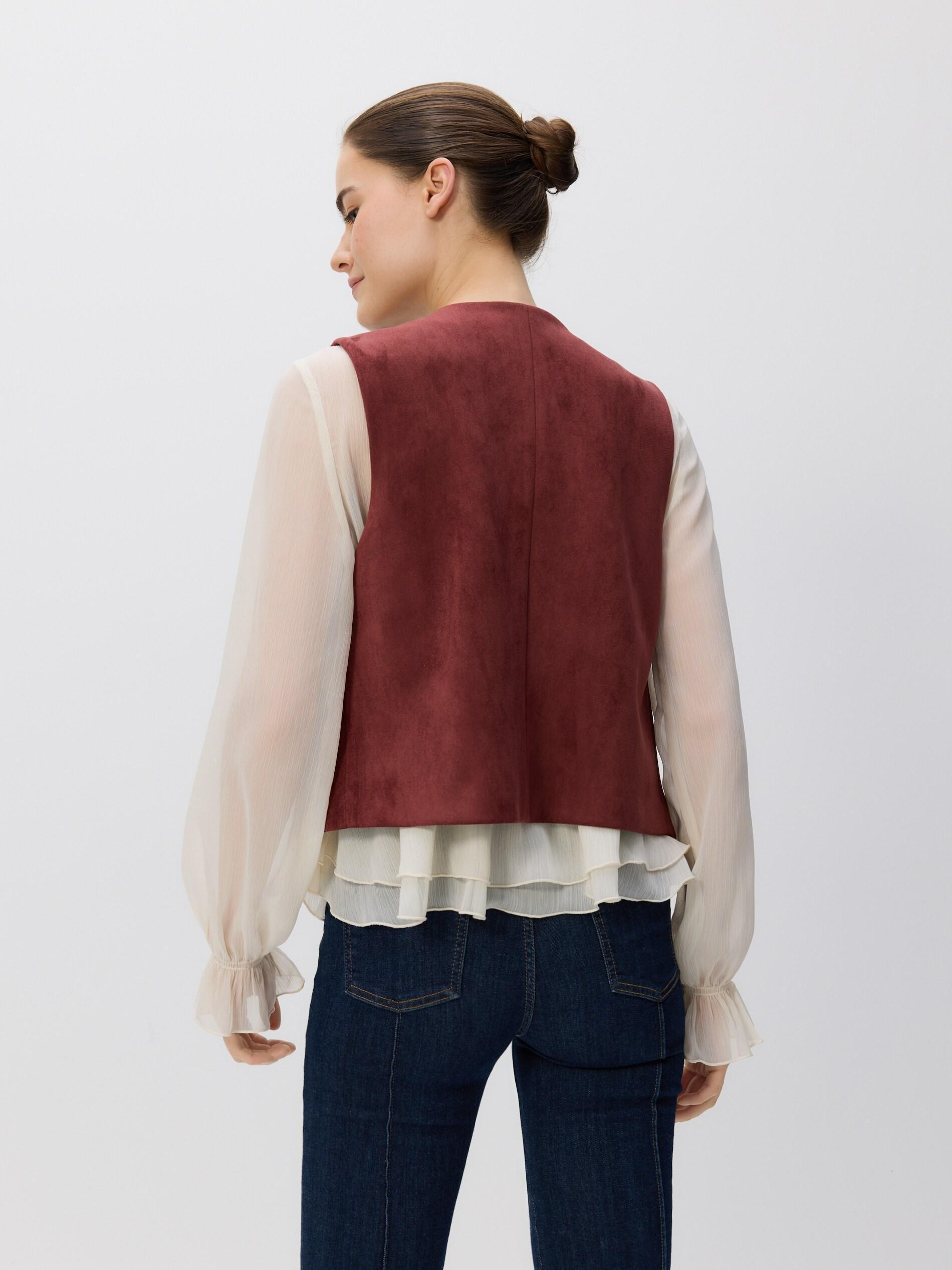 Burgundy Faux Suede Vest, Burgundy, large image number 3