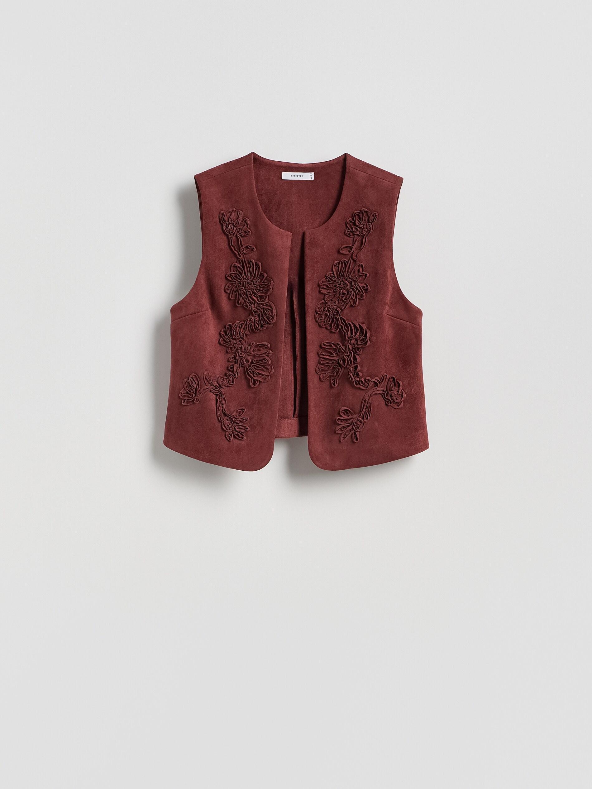 Burgundy Faux Suede Vest, Burgundy, large image number 4