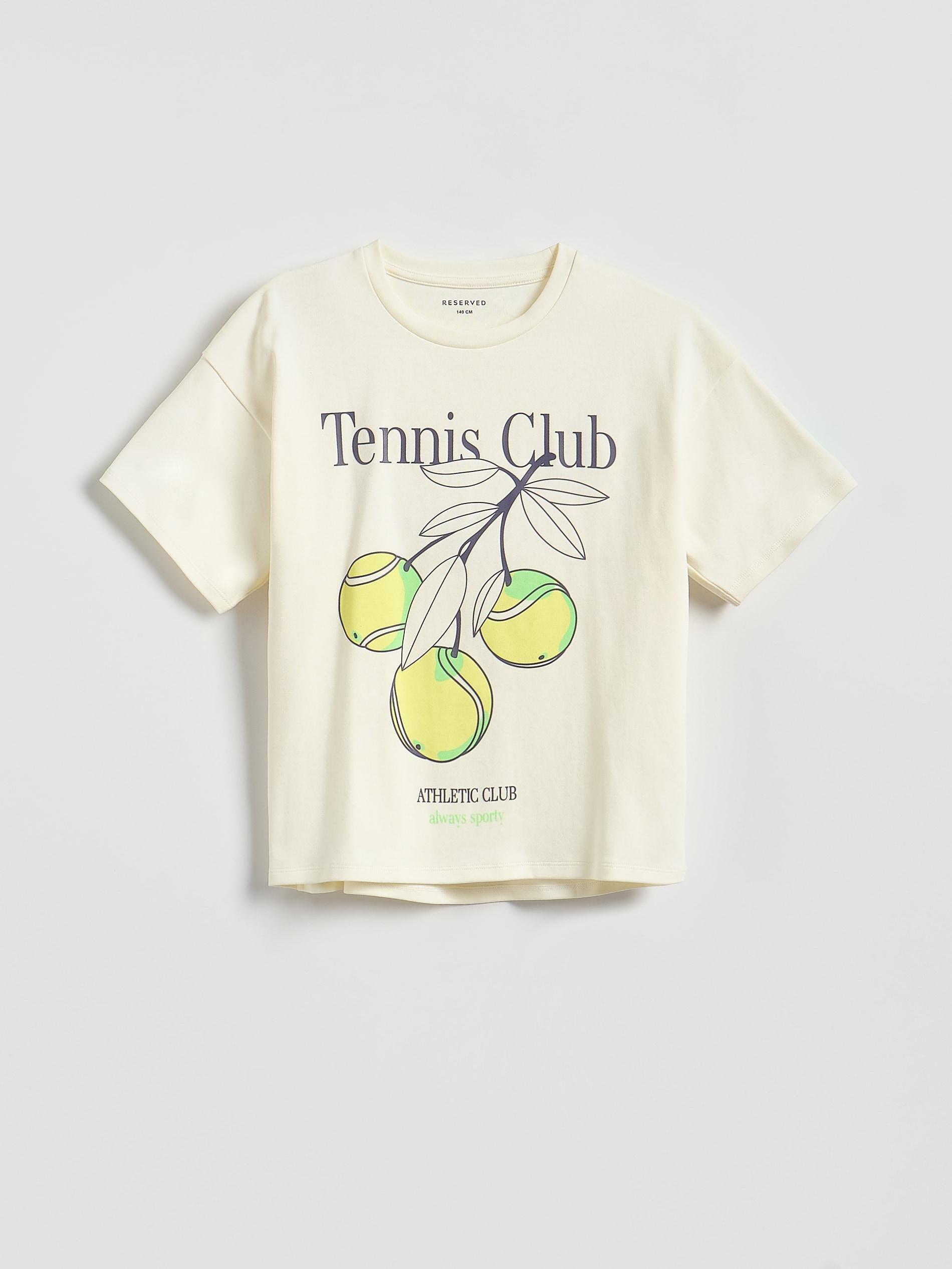 Cream Loose T-Shirt With Print, Ivory, large image number 0