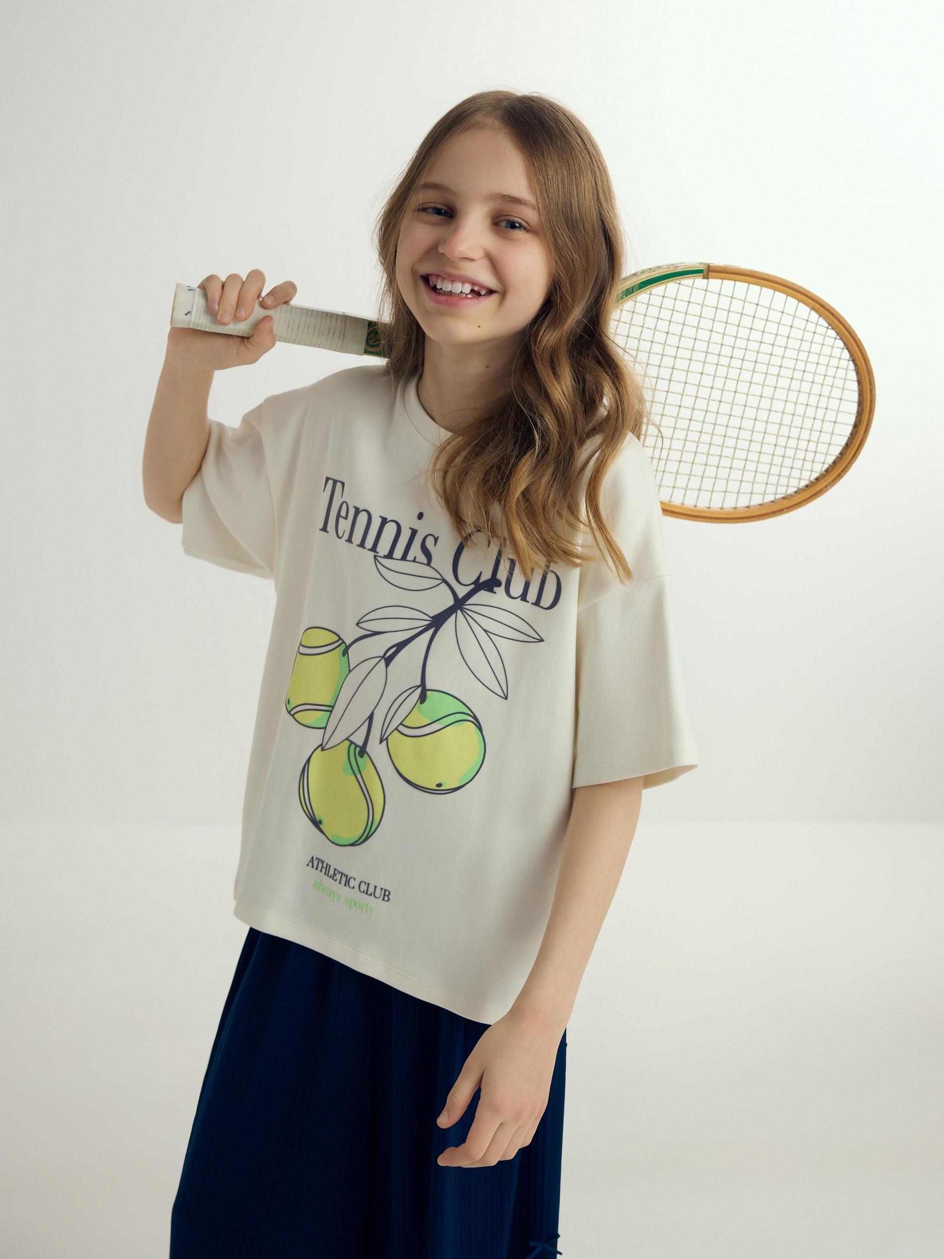 Cream Loose T-Shirt With Print, Ivory, large image number 2