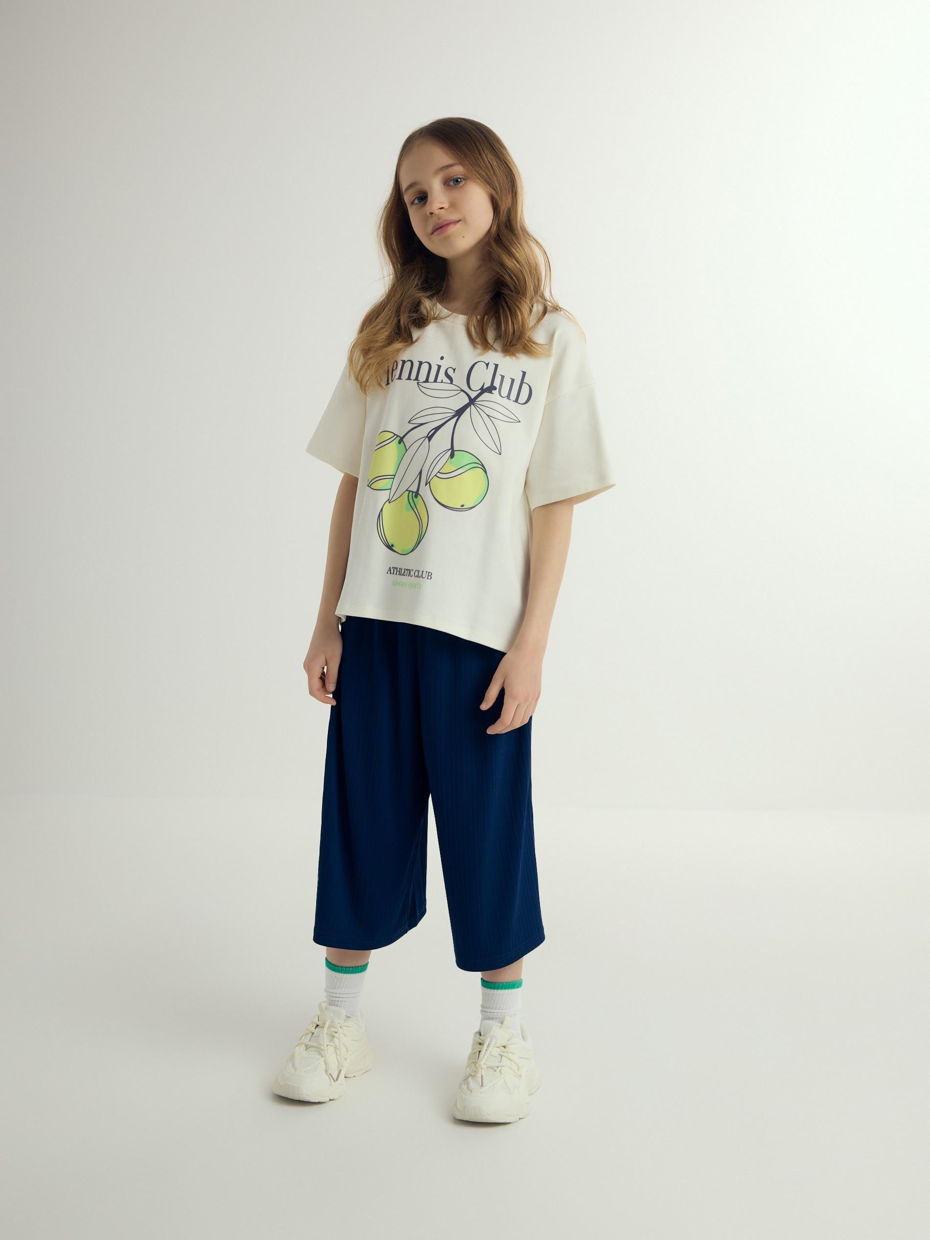 Cream Loose T-Shirt With Print, Ivory, large image number 3