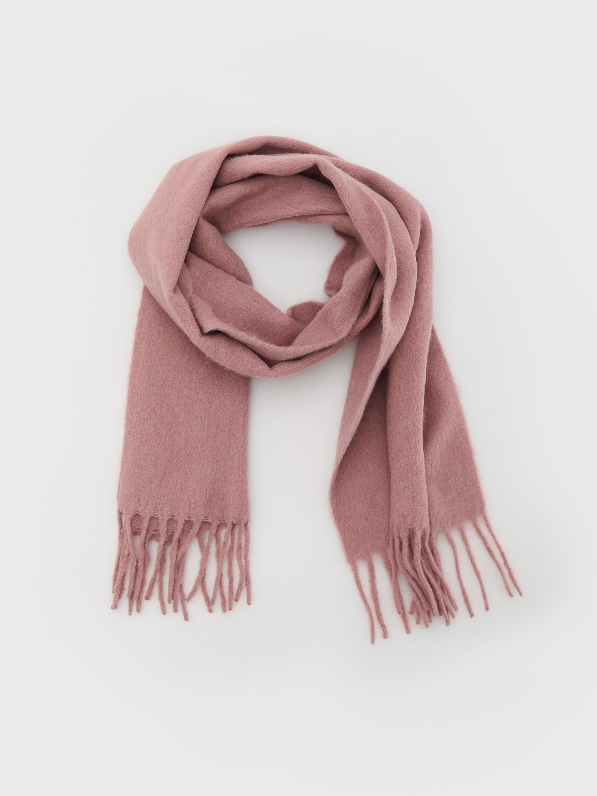 Pink Plain Scarf With Fringes, Pink, large image number 1