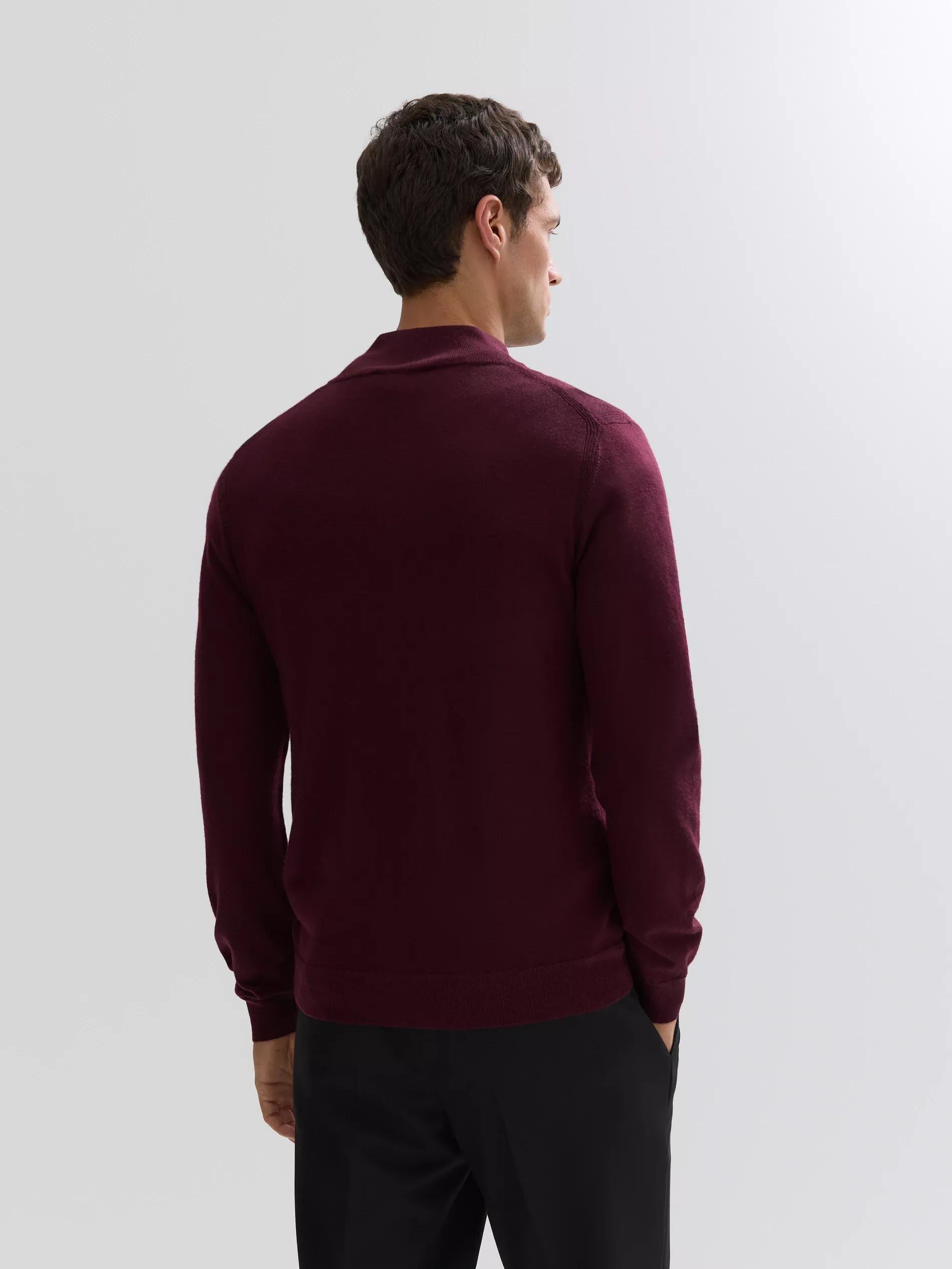 كنزة صوف ميرينو مع الإغلاق عنابي, Burgundy, large image number 3