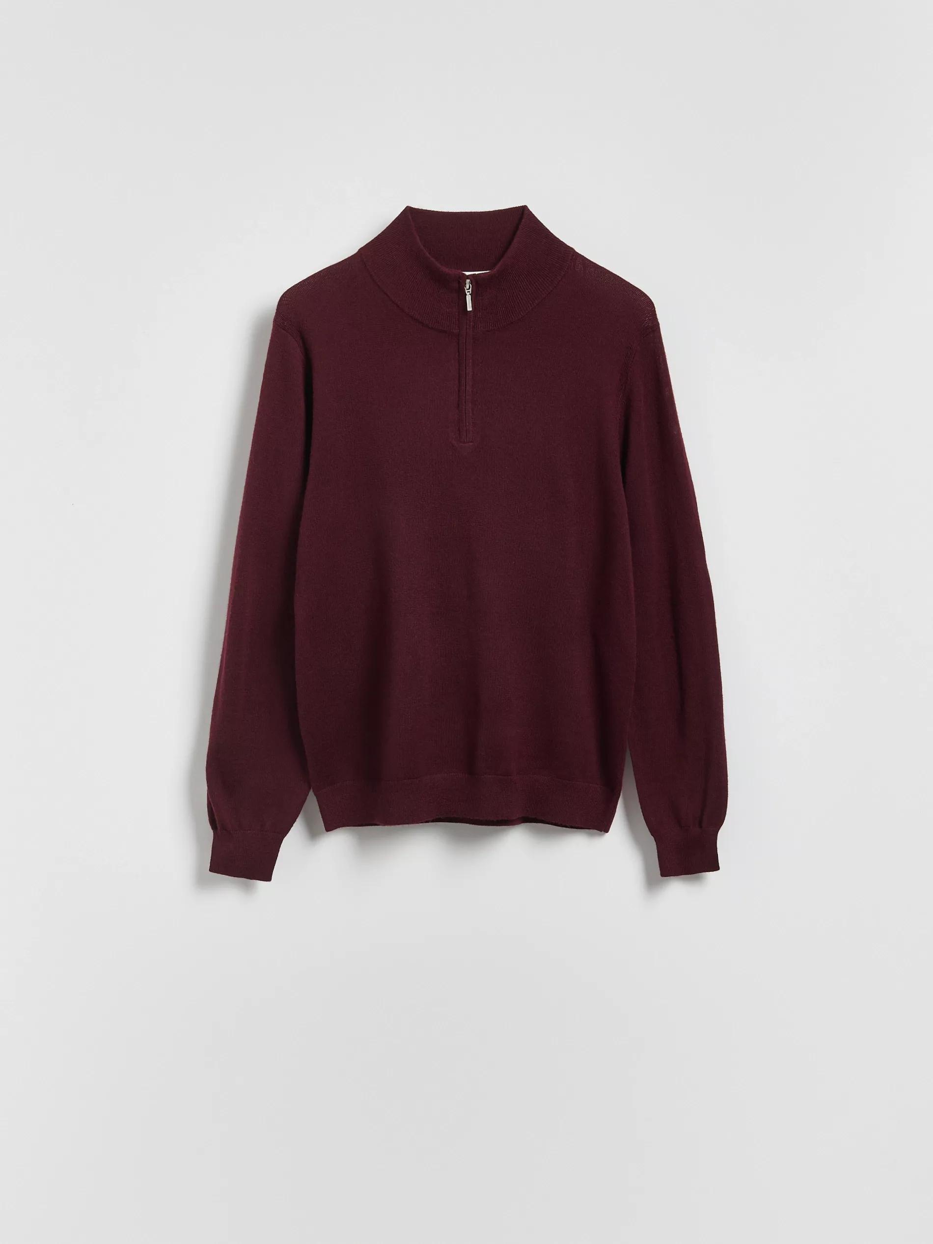 كنزة صوف ميرينو مع الإغلاق عنابي, Burgundy, large image number 4