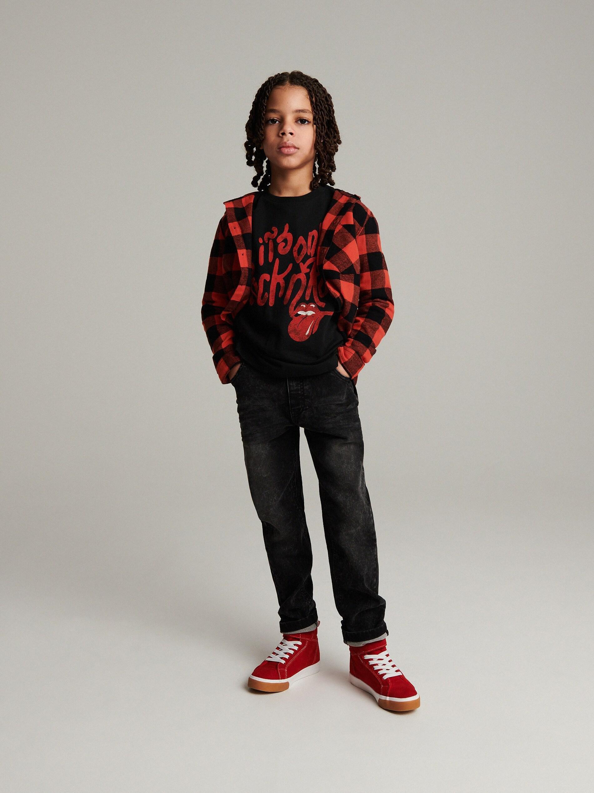 Black Elastic Regular Jeans, , large image number 1