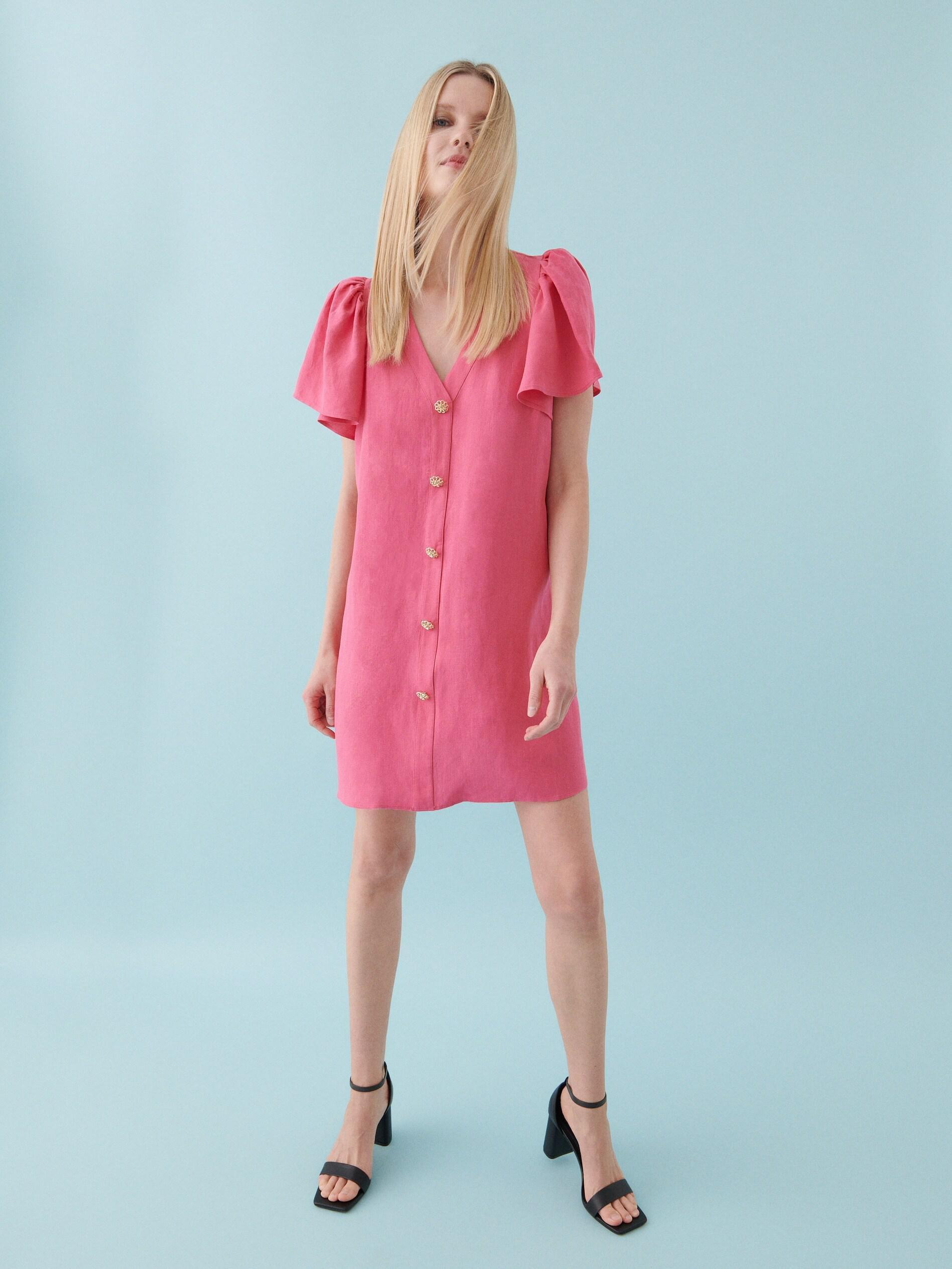 Pink Dress With Linen, , large image number 0