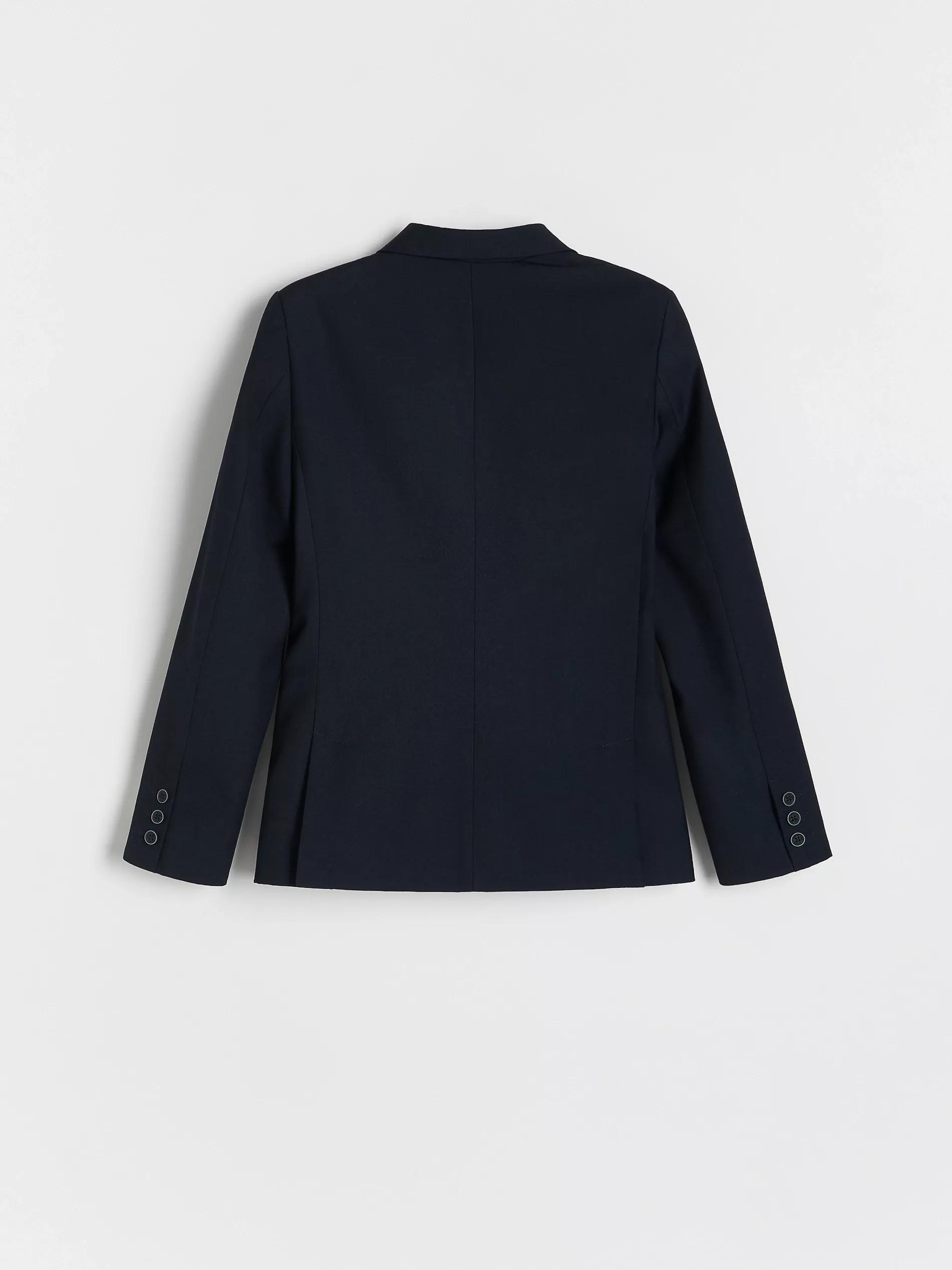 Navy Blended Buttoned Blazer, Kids Boys, , large image number 4