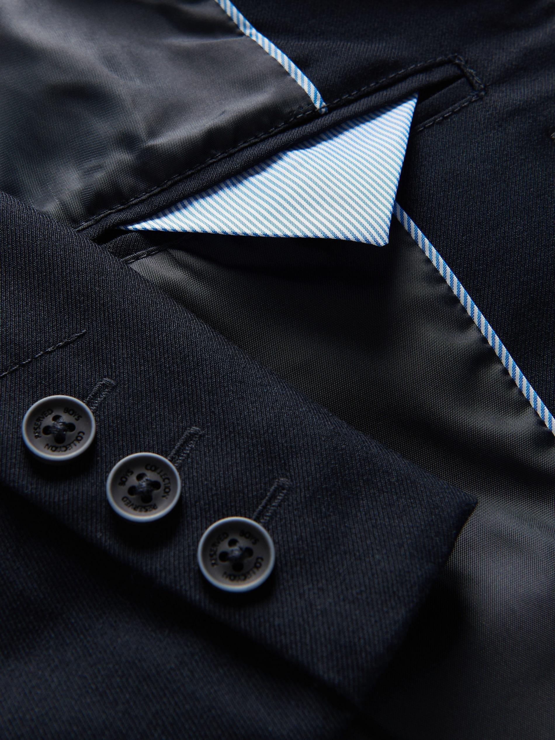 Navy Blended Buttoned Blazer, Kids Boys, , large image number 7
