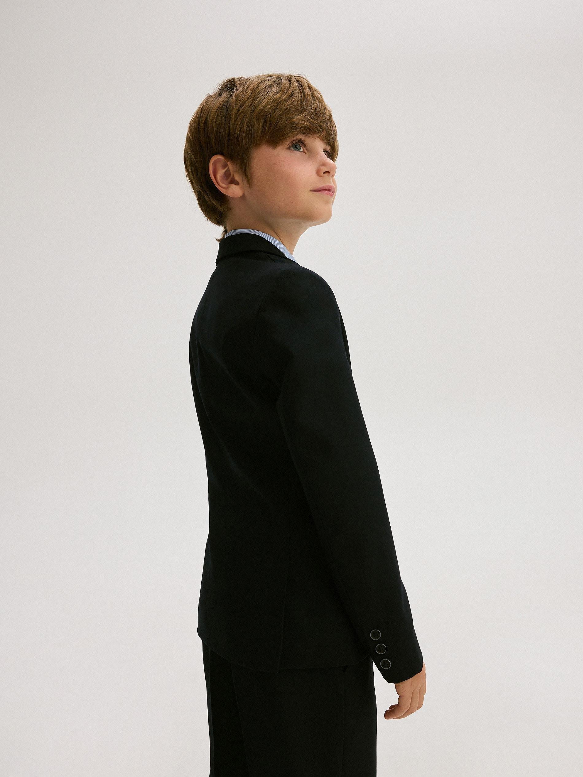 Navy Blended Buttoned Blazer, Kids Boys, , large image number 11