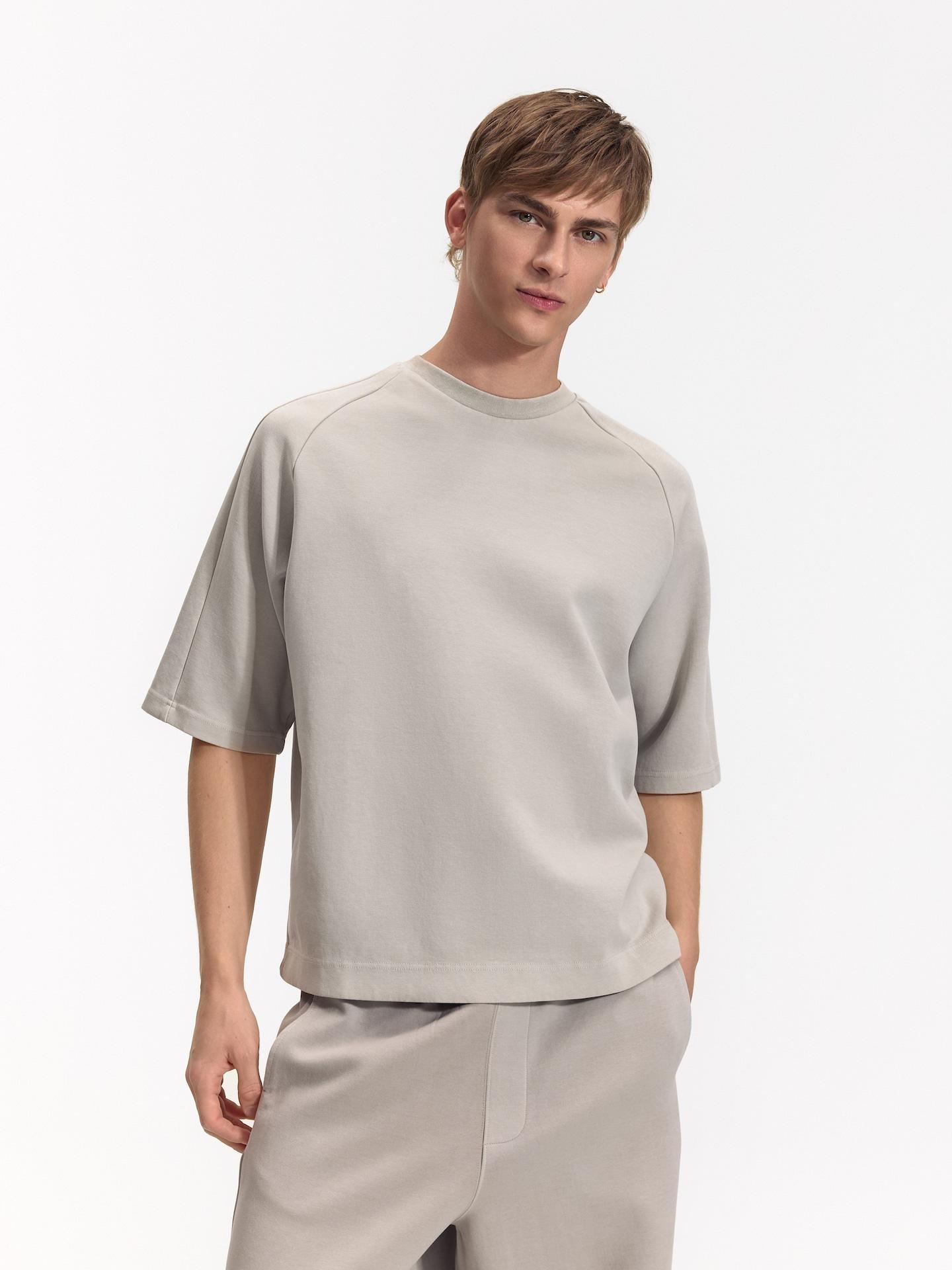 Grey Short Sleeve Sweatshirt, Light grey, medium